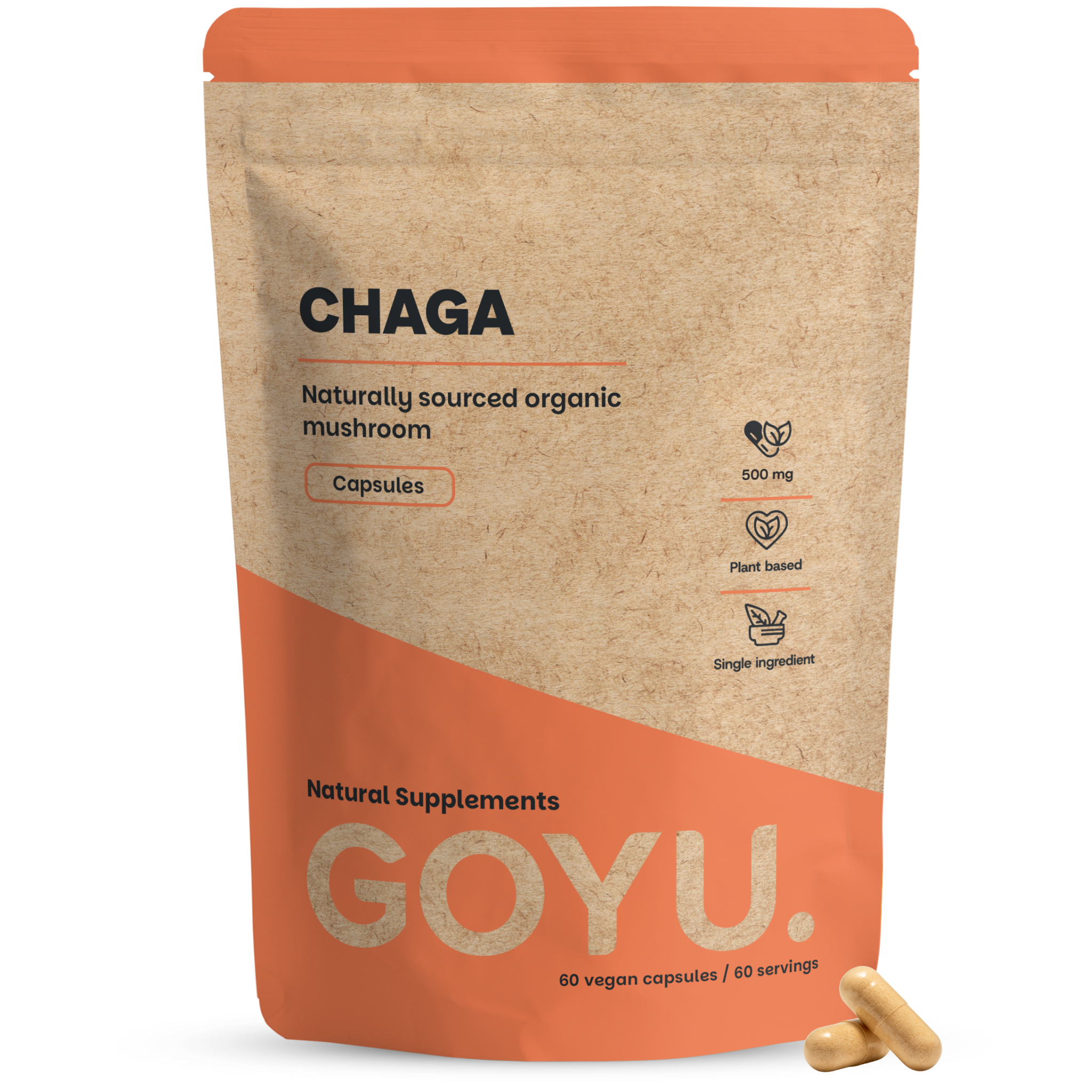 Goyu Chaga Capsules Biologisch – 60 Capsules Paddenstoel Vruchtlichaam (60 capsules)