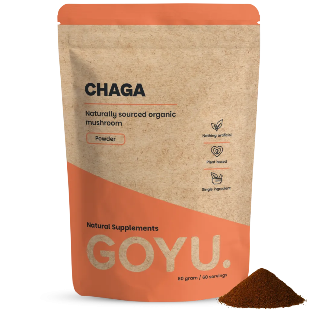 Goyu Chaga Poeder Biologisch – Puur Paddenstoelenpoeder voor Thee, Koffie & Smoothies (60 gram)
