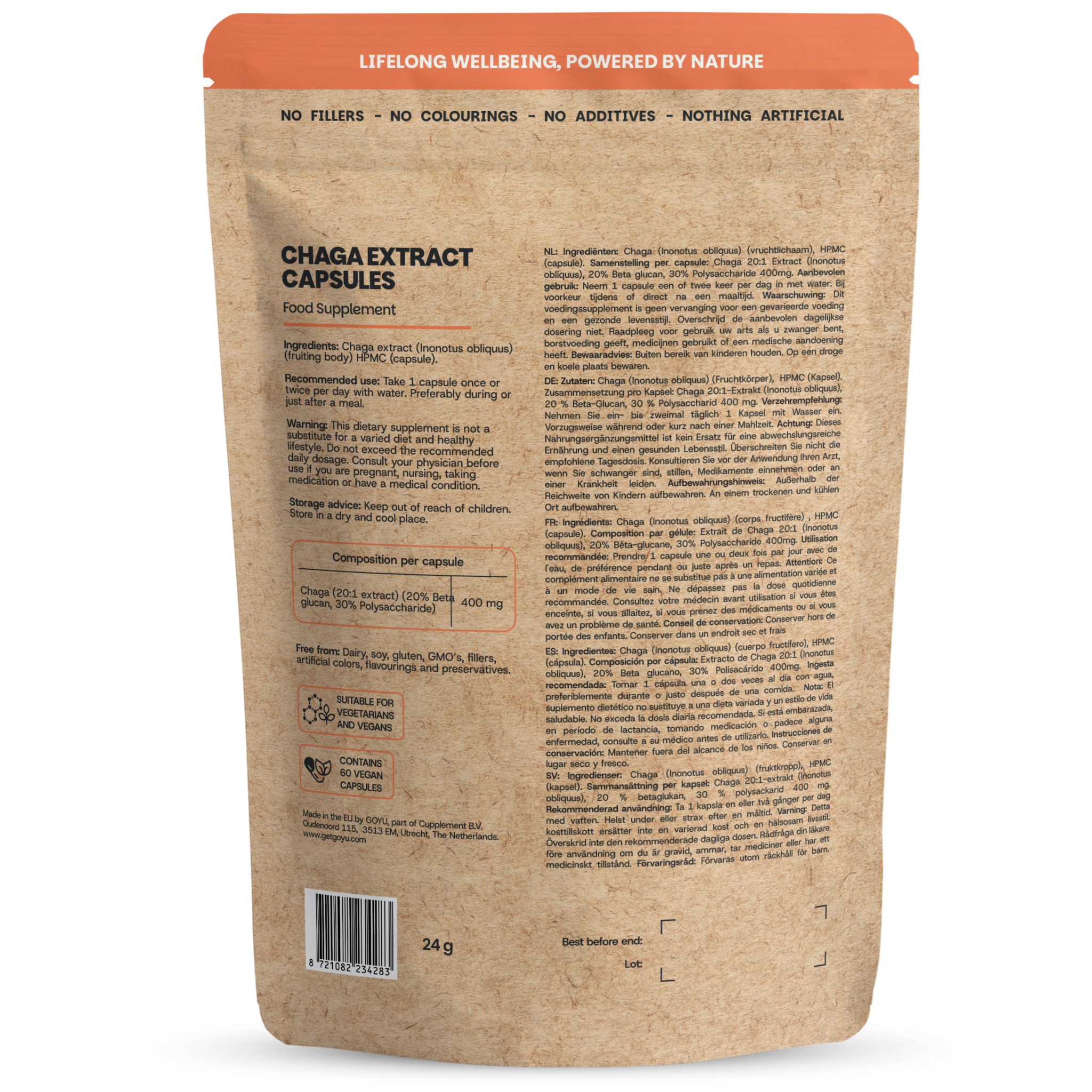 Goyu Chaga Extract Capsules – 60 Capsules – 30% Polysacchariden (60 capsules)
