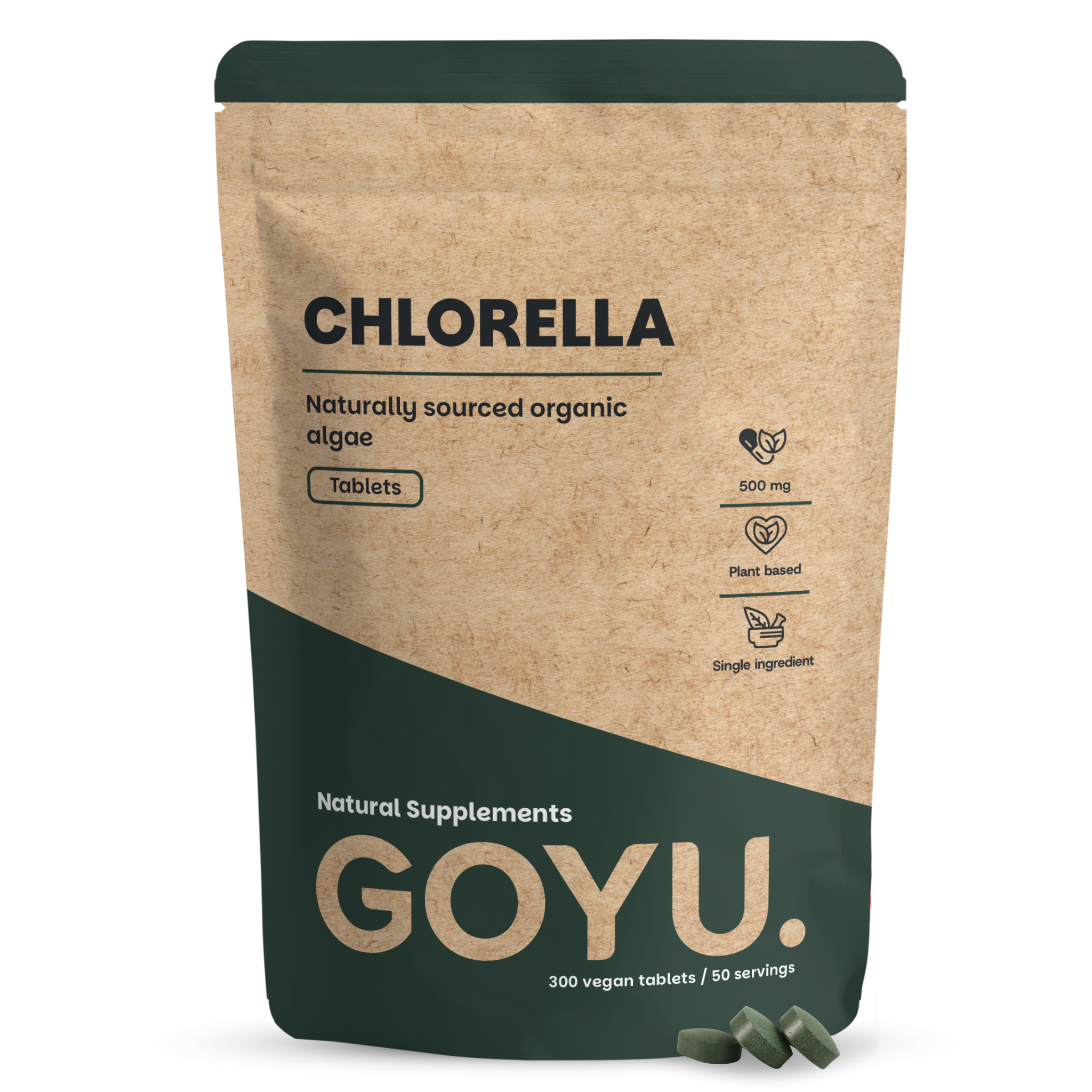 Goyu Chlorella Tabletten Biologisch – 300 Tabletten Zoetwateralg (300 tabletten)