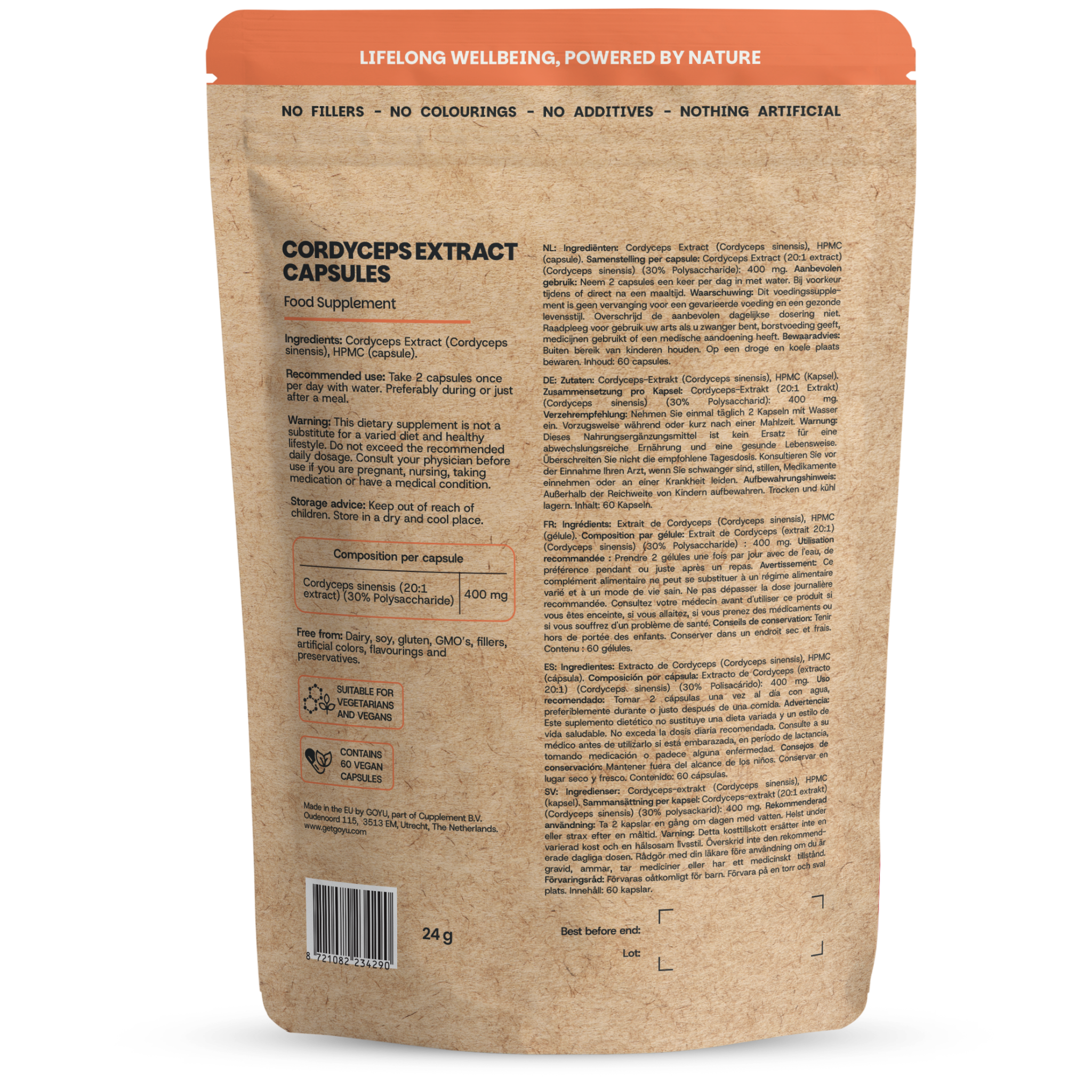 Goyu Cordyceps Extract Capsules – 60 Capsules – 30% Polysacchariden (60 capsules)