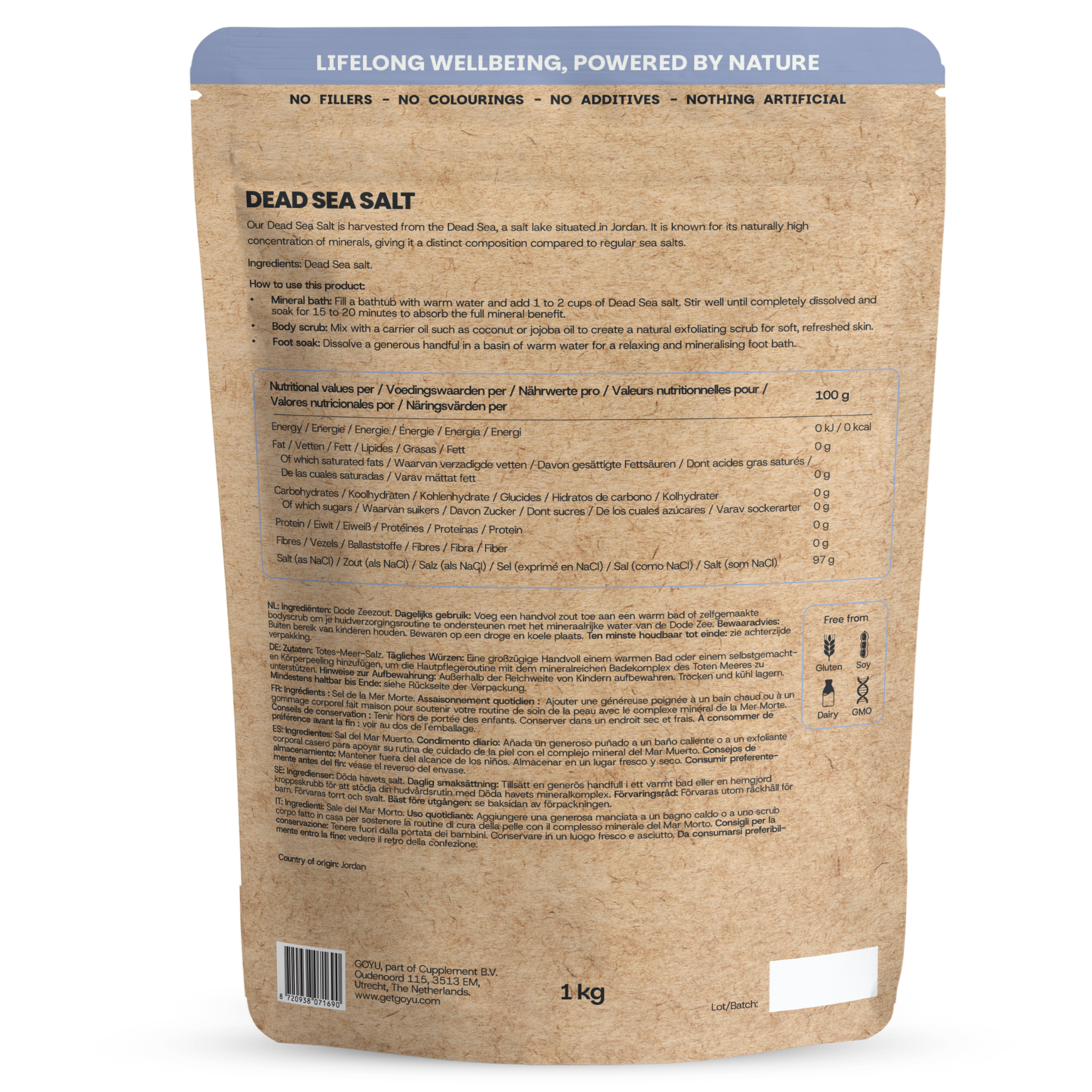 Goyu Dode Zeezout - 100% Natuurlijk Mineraalzout voor Bad & Voetbad (1000 gr)