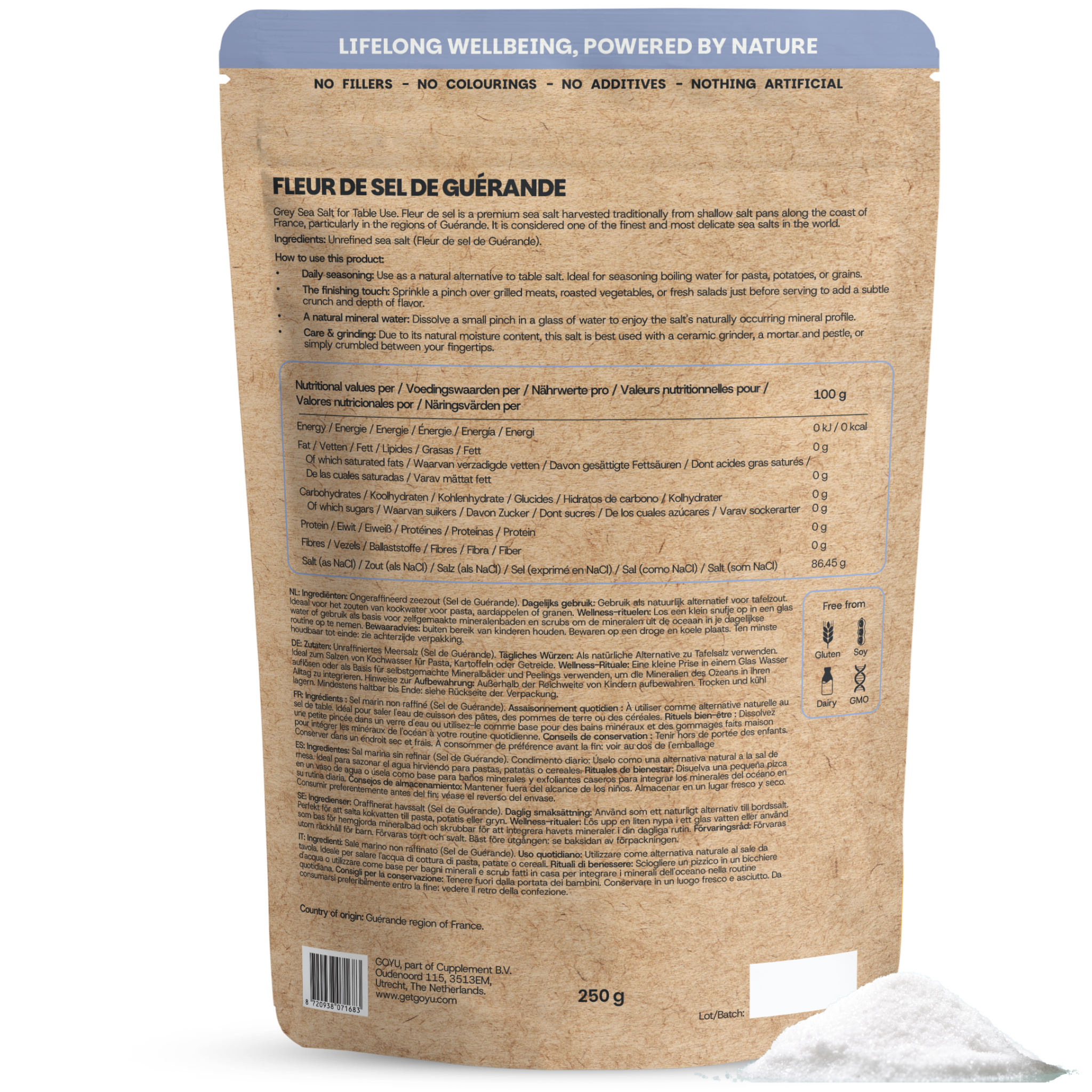 Goyu Fleur De Sel De Guérande - Frans Zeezout met De Hand Geoogst (250 gram)
