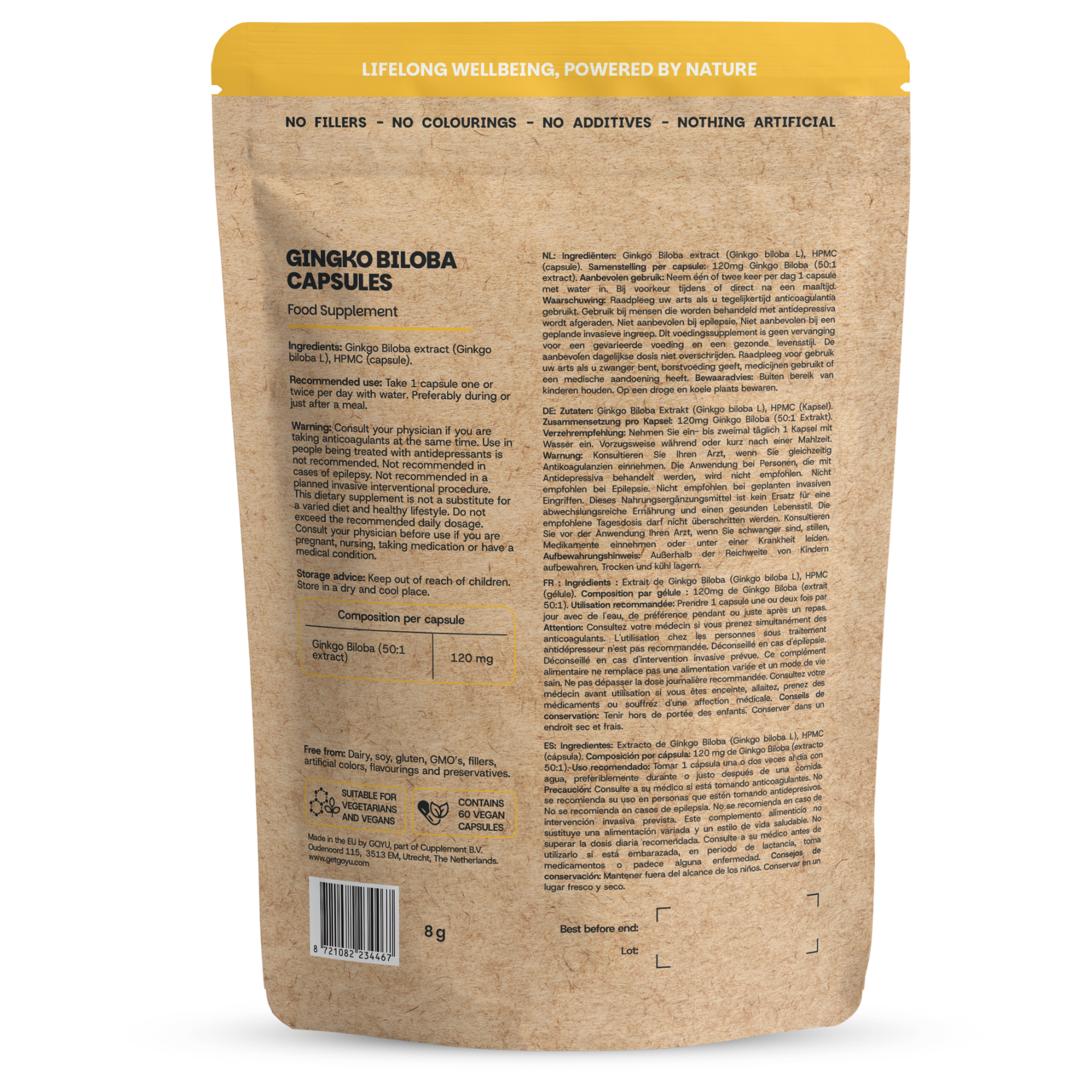 Goyu Ginkgo Biloba Capsules - 60 Capsules - Gestandaardiseerd Extract (60 capsules)
