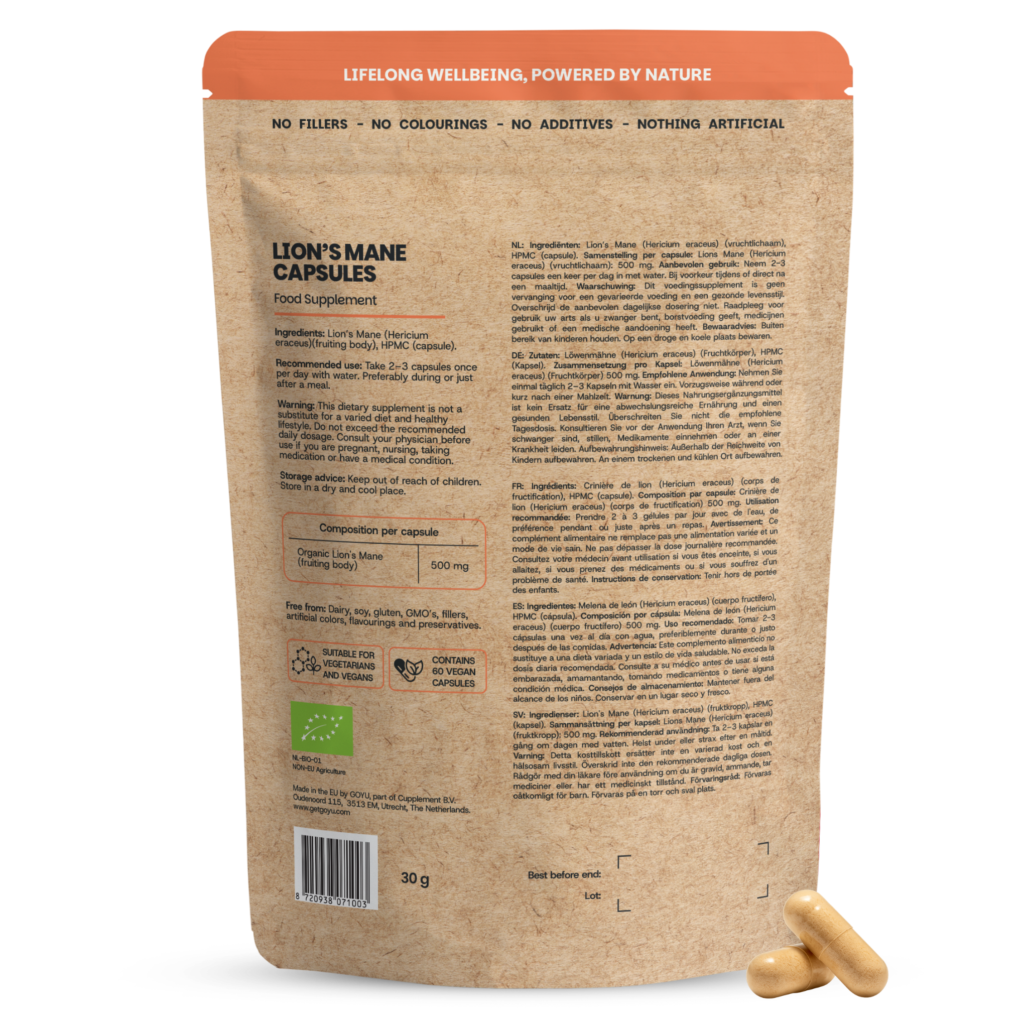 Goyu Lion's Mane Capsules Biologisch - 60 Capsules (60 capsules)