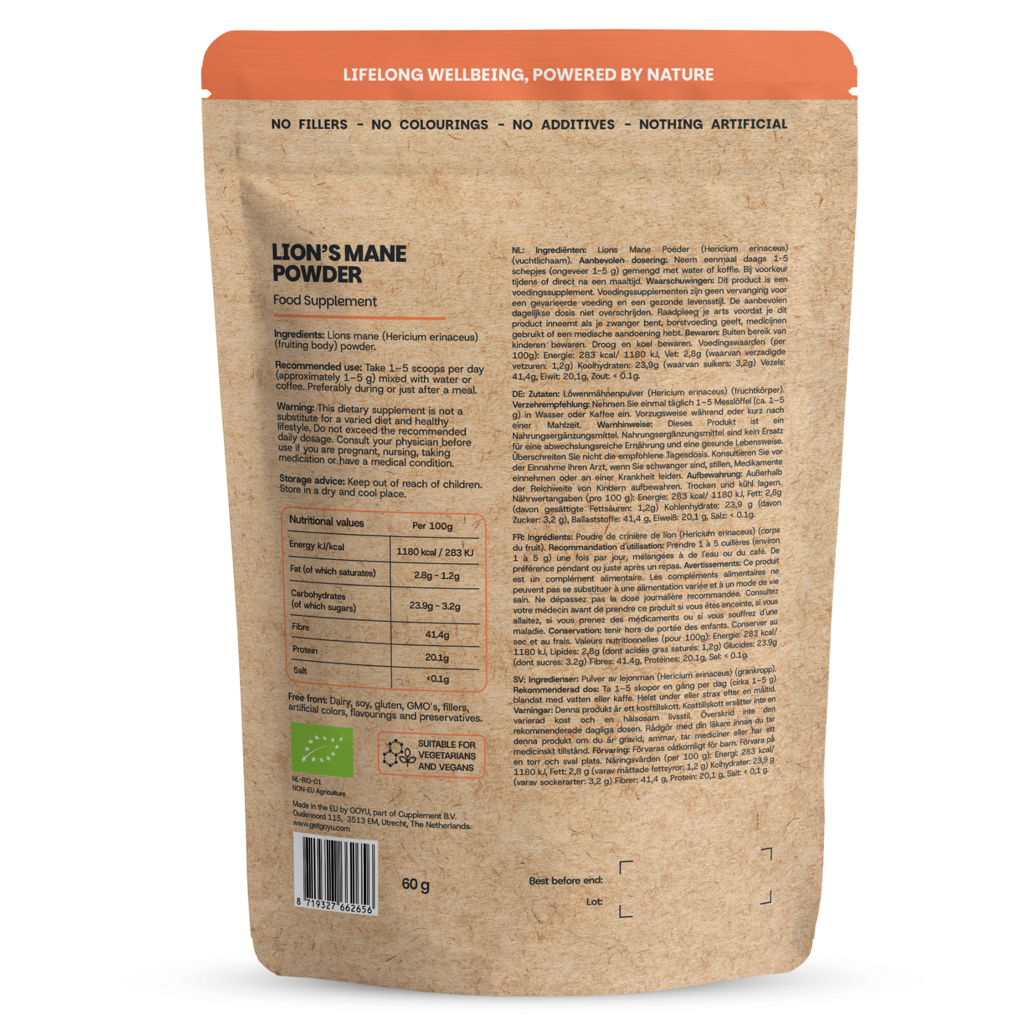 Goyu Lion's Mane Poeder Biologisch (60 gram)