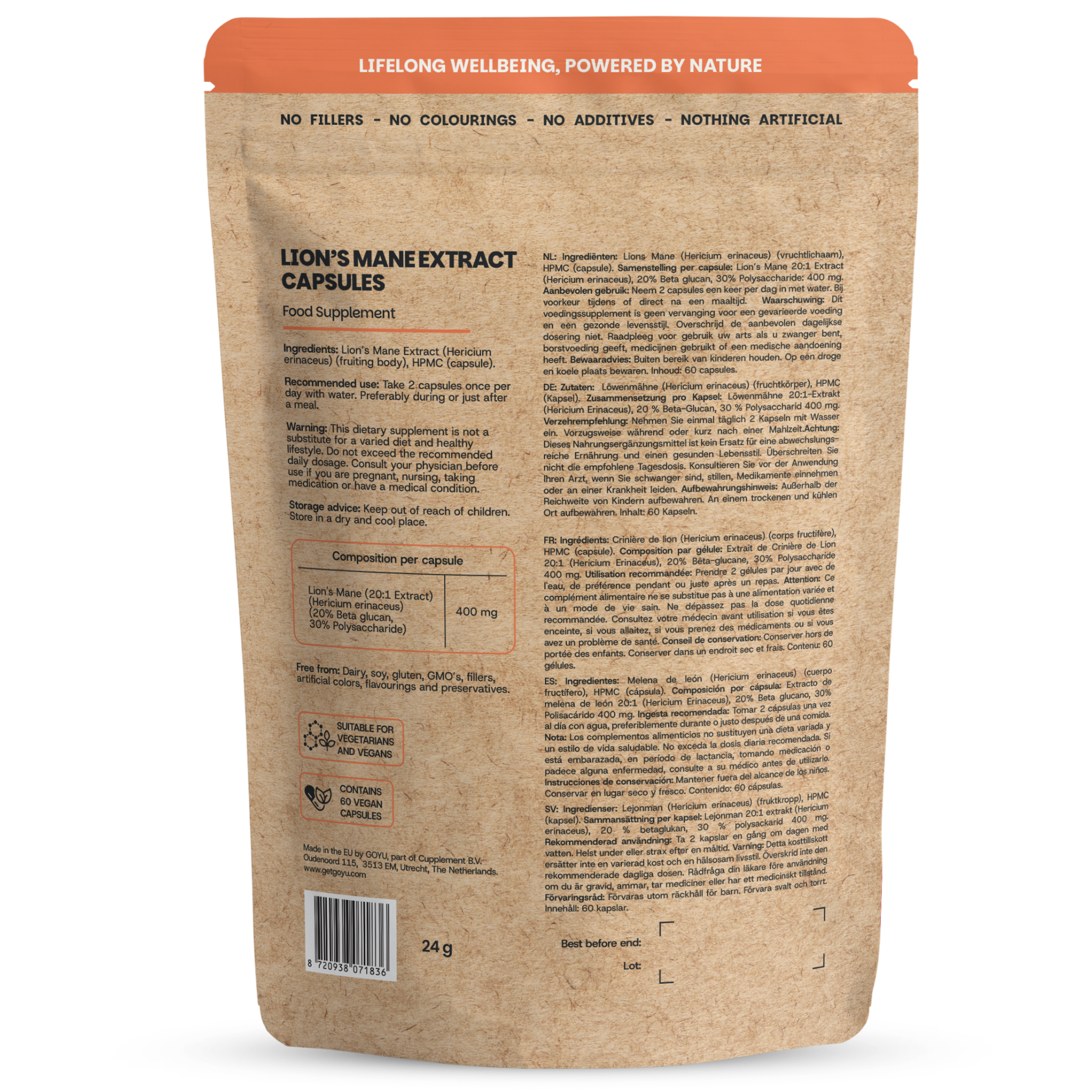 Goyu Lion's Mane Extract Capsules - 60 Capsules (60 capsules)