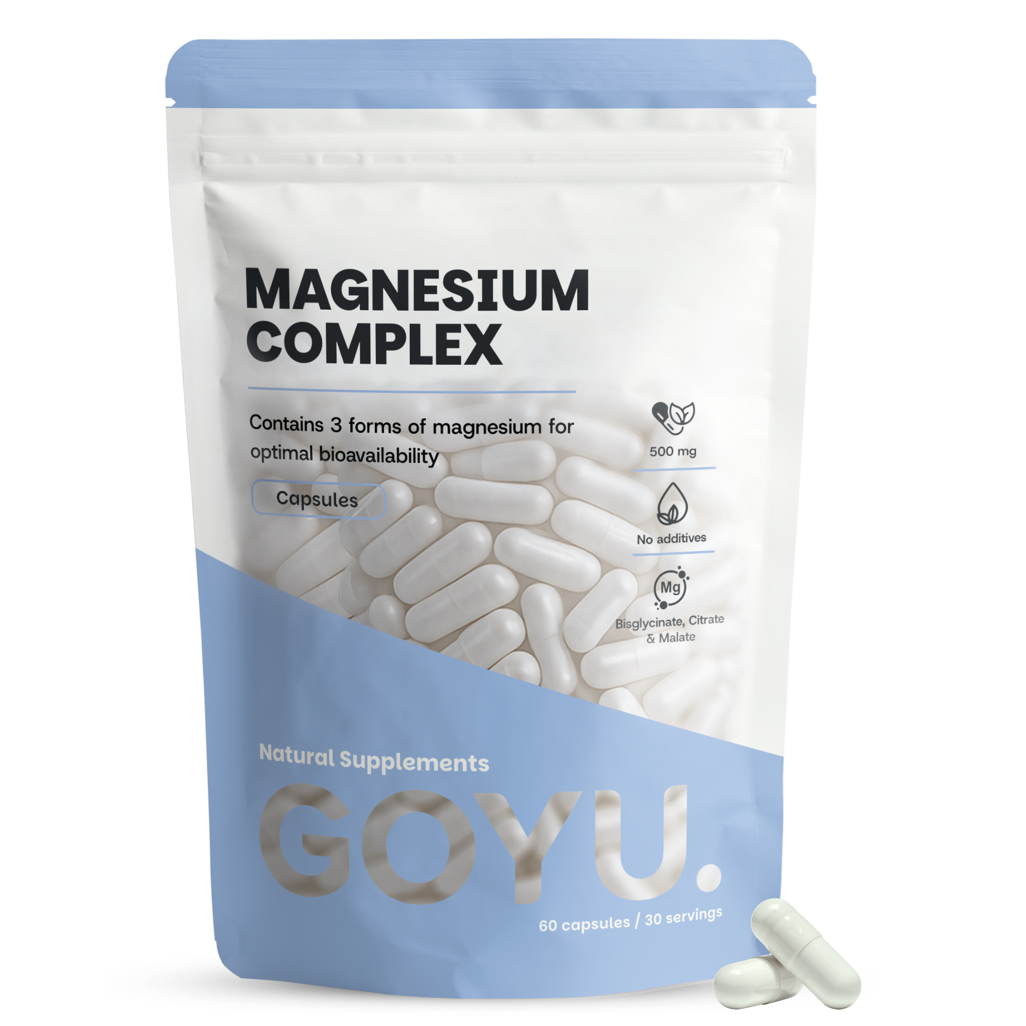 Goyu Magnesium Complex Capsules – Citraat, Malaat & Bisglycinaat (60 capsules)