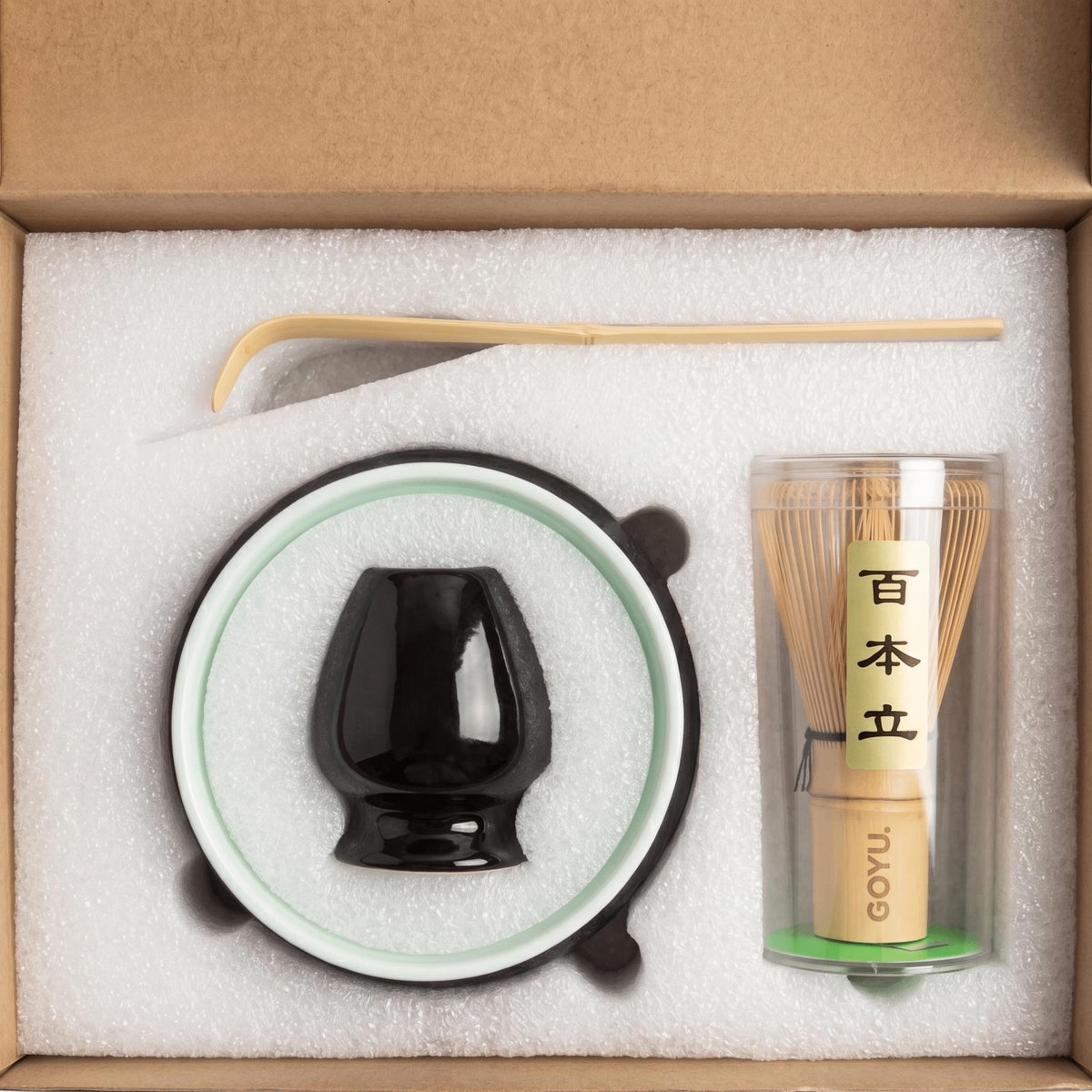 Goyu Matcha Starterset Zwart – Bamboe Klopper, Kom & Lepel (1 set (bamboe klopper, lepel, kom, houder)) - image 3