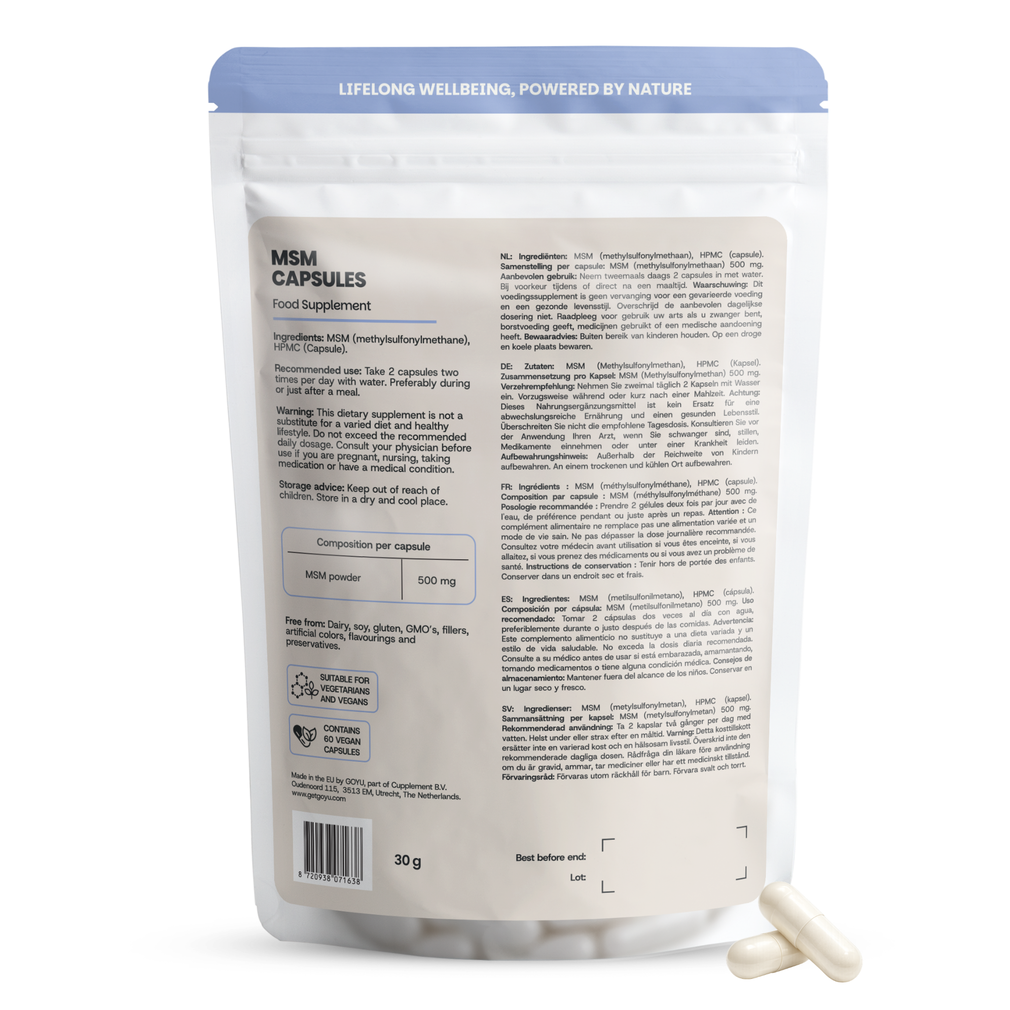 Goyu MSM Capsules (methylsulfonylmethaan) (60 capsules)
