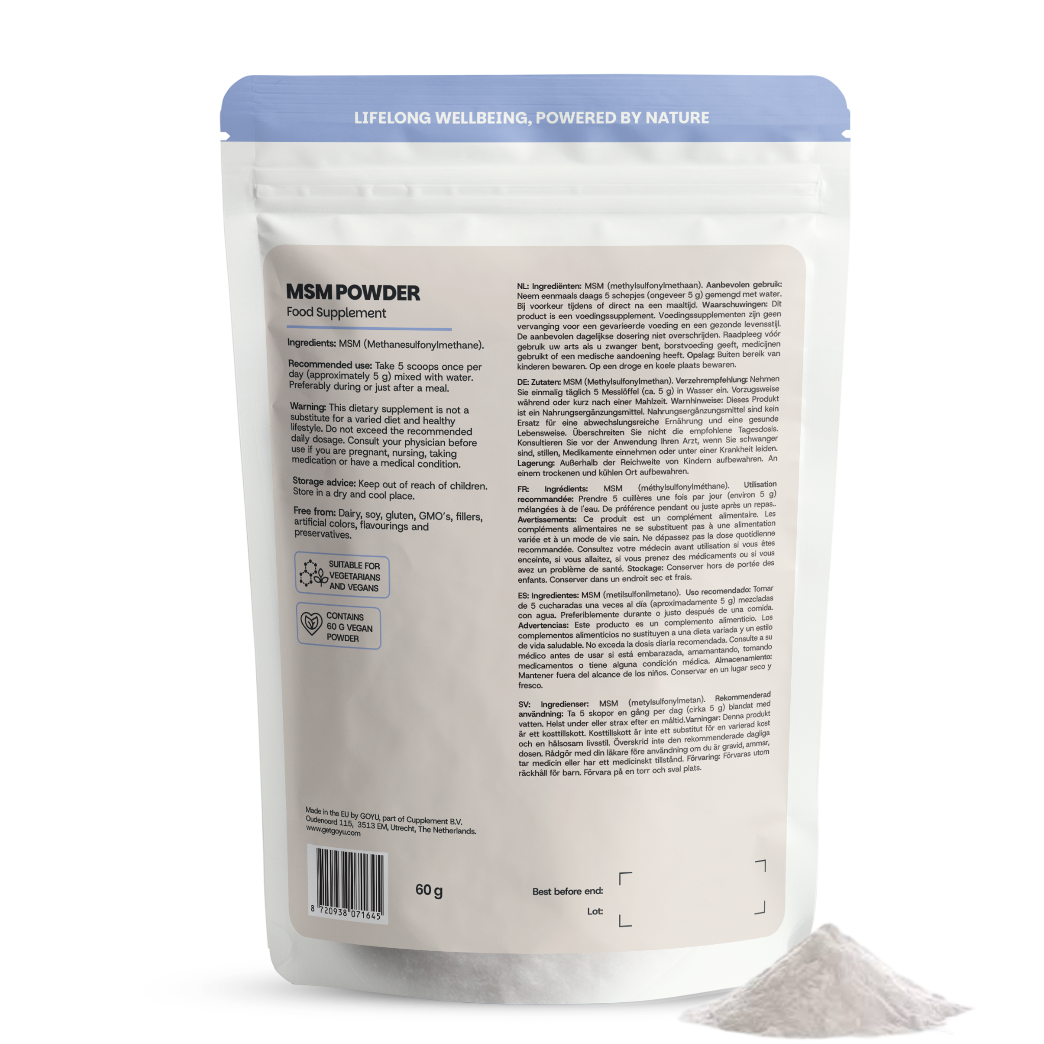 Goyu MSM Poeder (methylsulfonylmethaan) (60 gram)