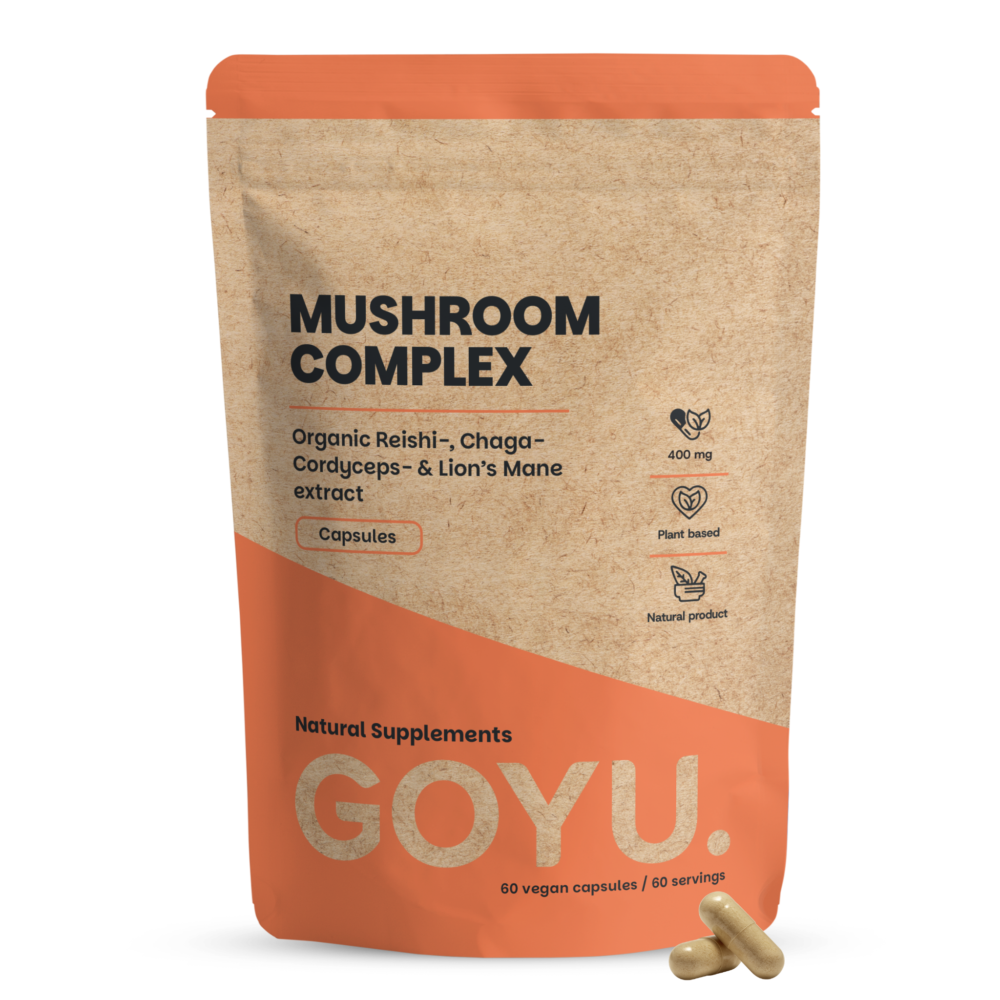 Goyu Paddenstoelen Complex Capsules – Reishi, Lion's Mane, Cordyceps & Chaga Bio (60 capsules)