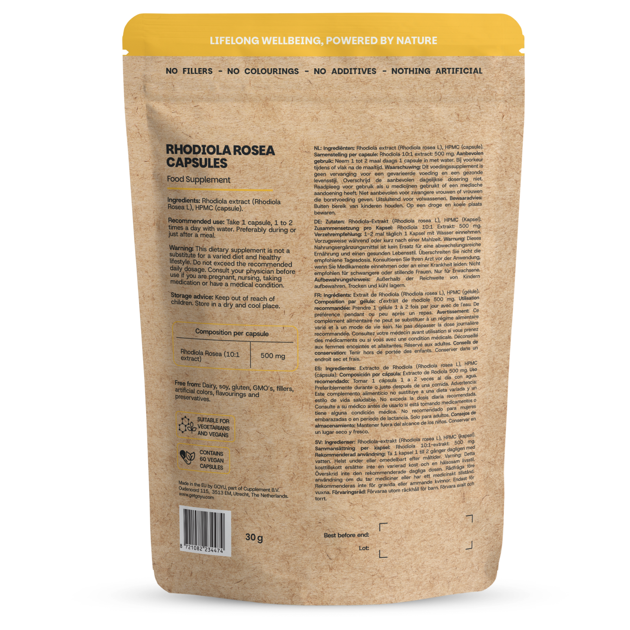 Goyu Rhodiola Rosea Extract Capsules – 60 Capsules (60 capsules)