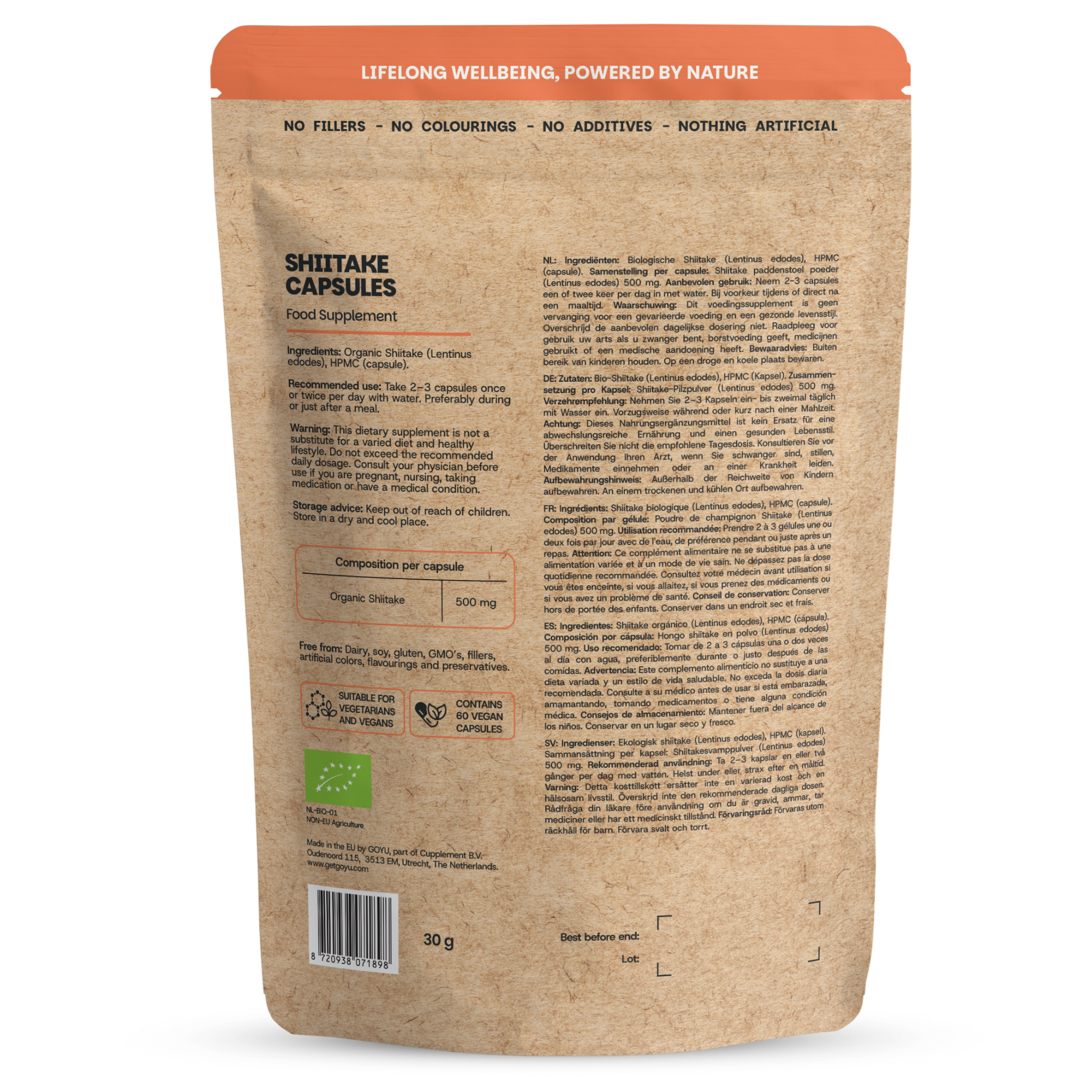 Goyu Shiitake Capsules Biologisch - Lentinula Edodes - 60 Capsules (60 capsules)