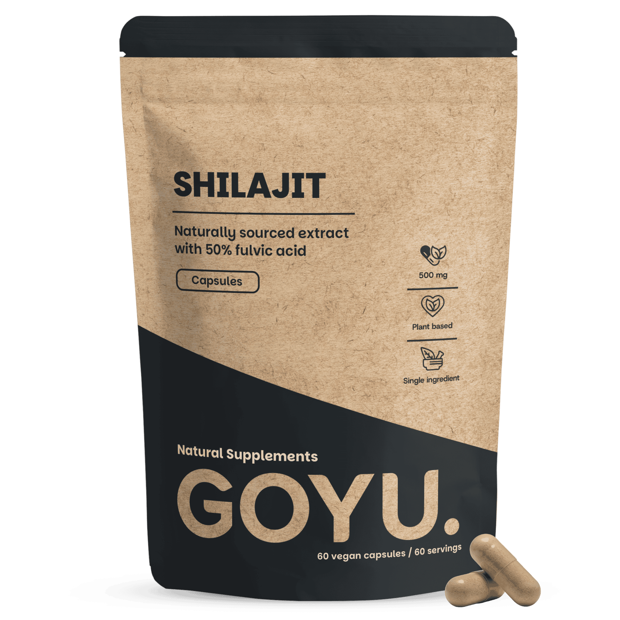Goyu Shilajit Extract Capsules (50% Fulvinezuur) - Himalaya Mumijo - 60 Capsules (60 capsules)