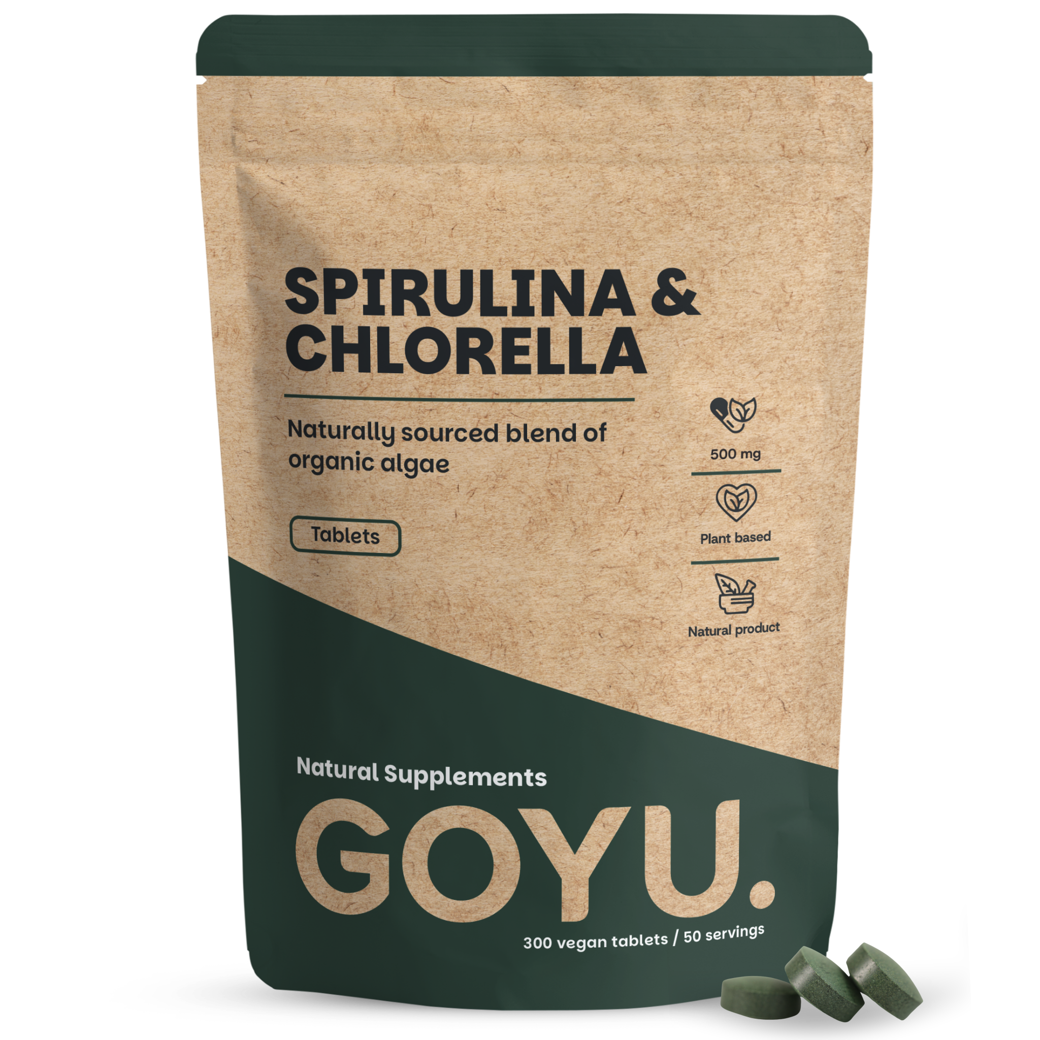 Goyu Spirulina Chlorella Tabletten Biologisch - 300 Tabletten (300 tabletten)