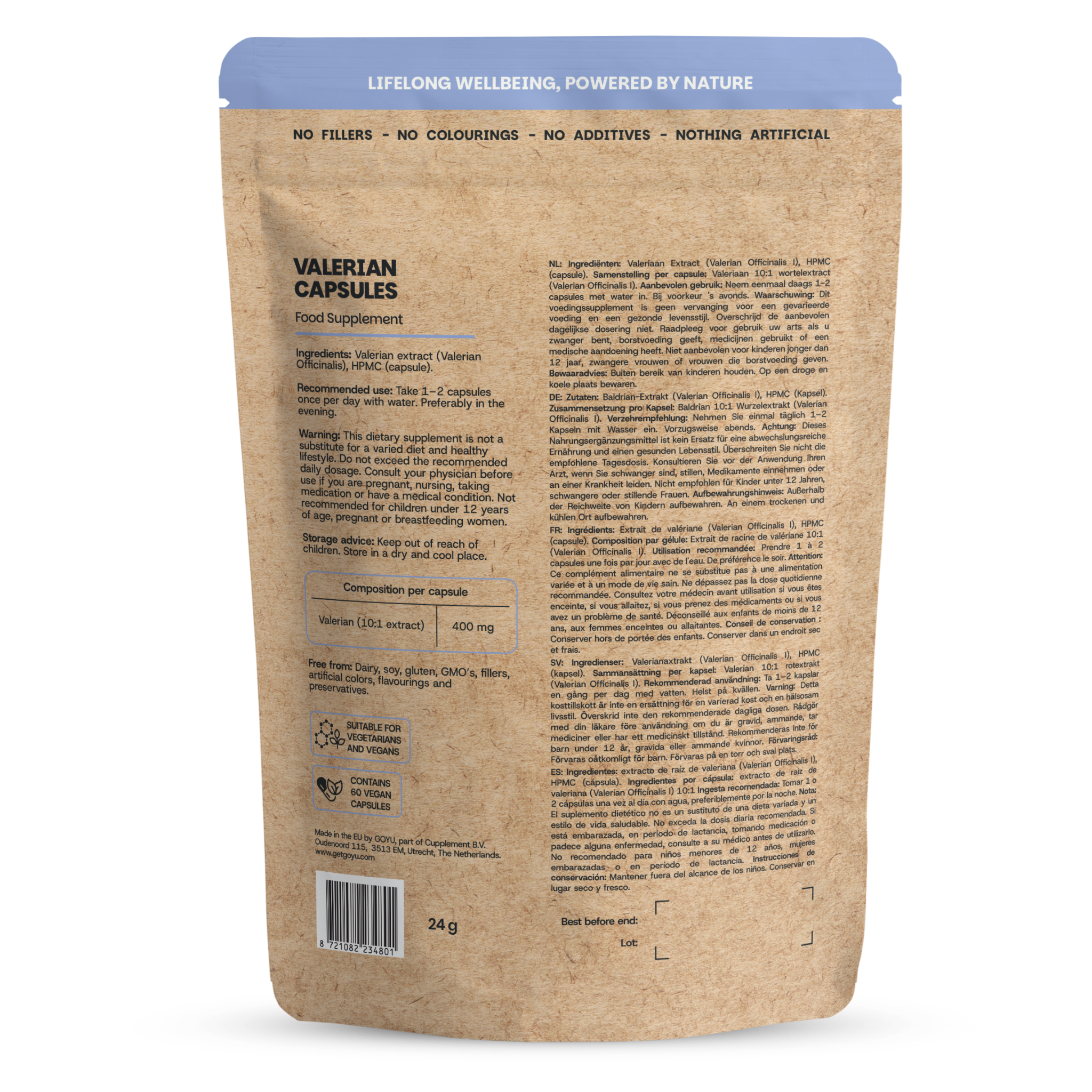 Goyu Valeriaan Extract Capsules - Valeriana Officinalis - 60 Capsules (60 capsules)