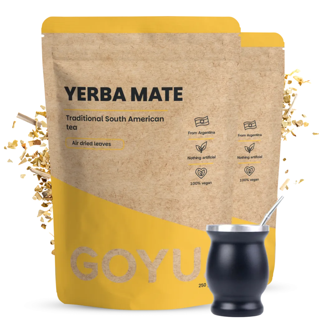 Goyu Yerba Mate Theeset met Bombilla - Ilex Paraguariensis - + Bombilla (2x 250 gram thee + kalabes