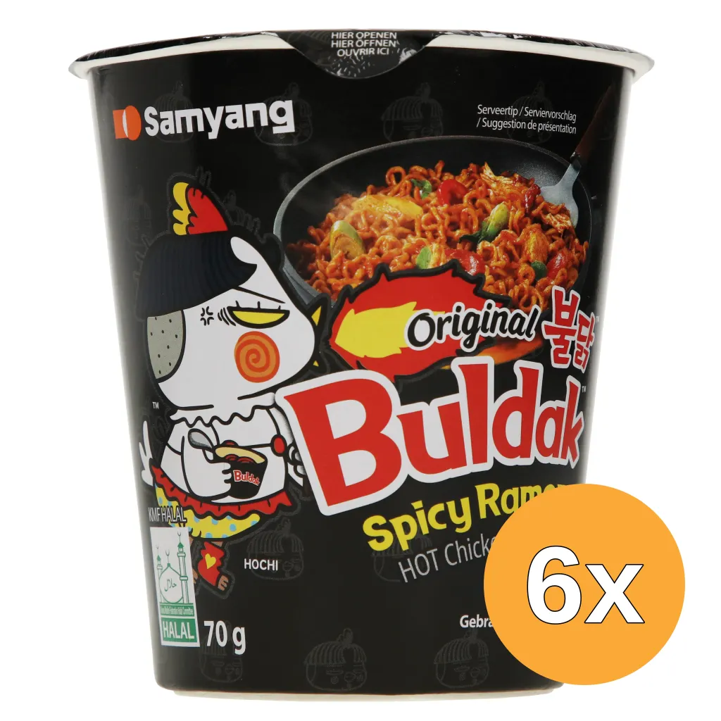 6x Samyang Buldak Hot Chicken Ramen Original Cup (70 gr)