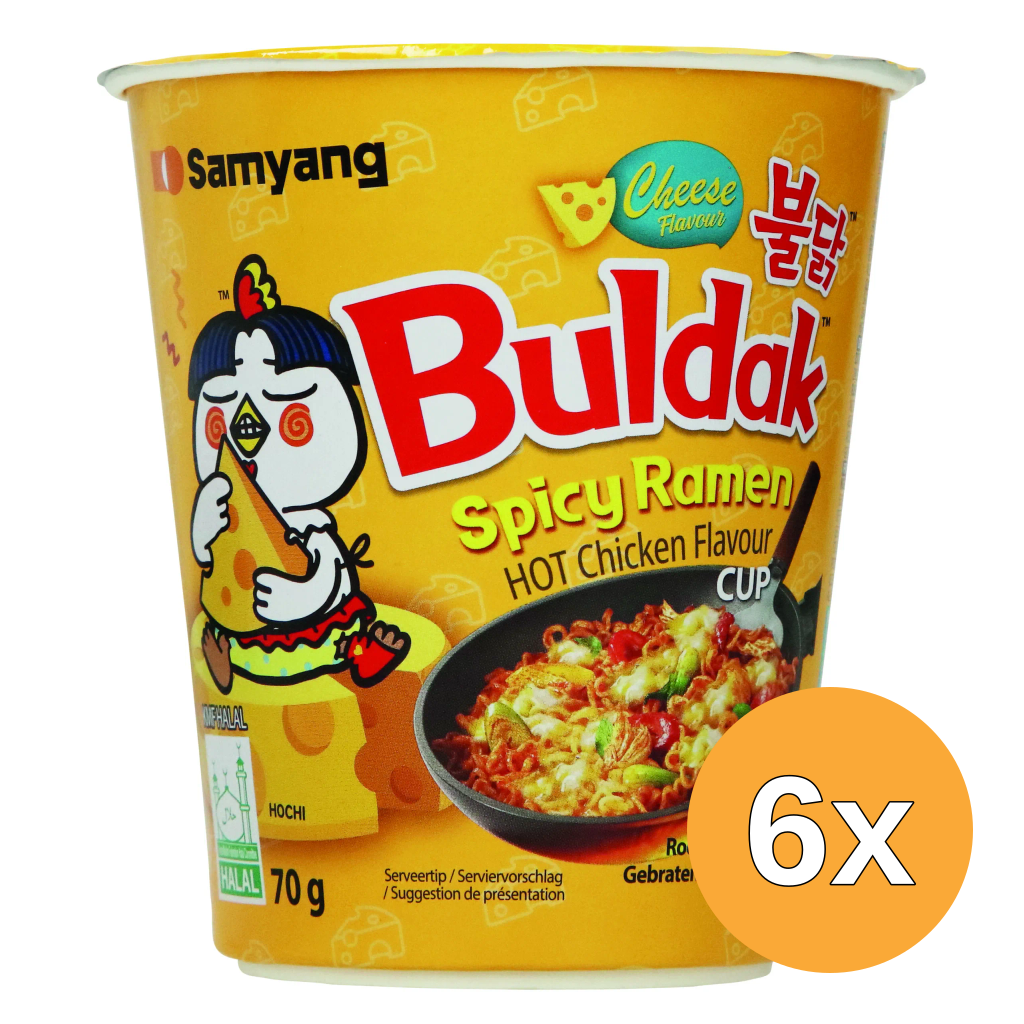 6x Samyang Buldak Hot Chicken Ramen Cheese Cup (70 gr)