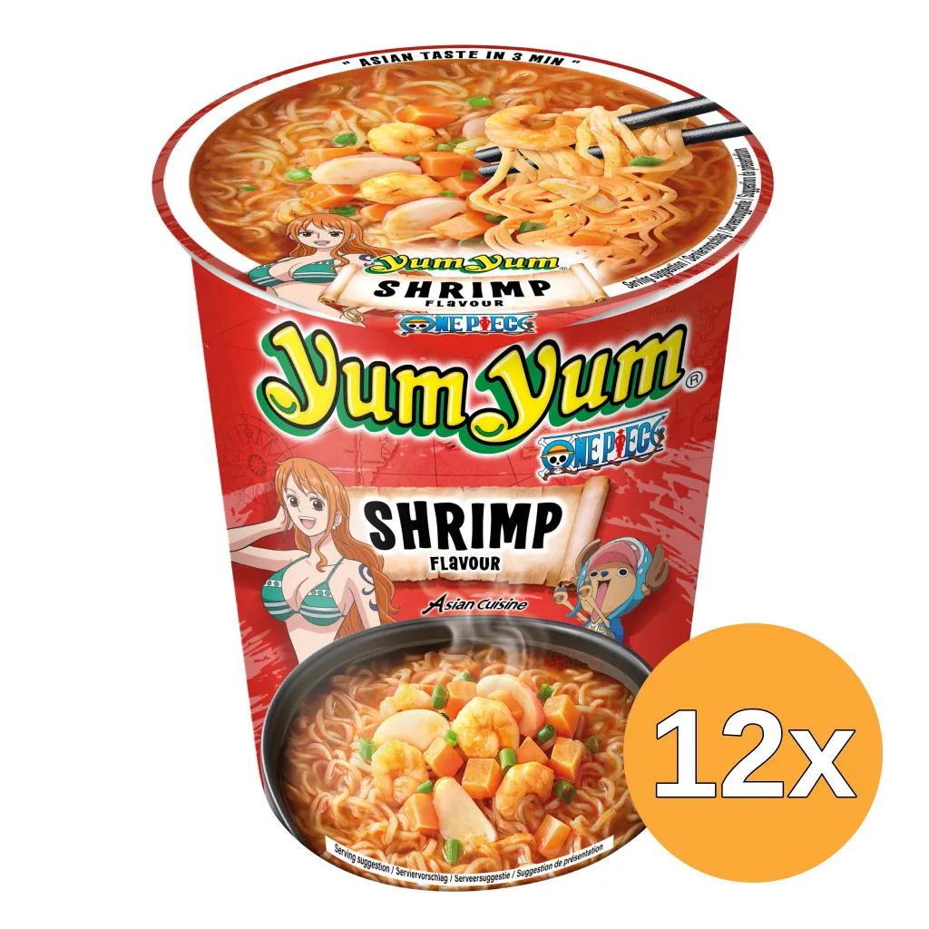 12x Yum Yum Instant Noedels Garnaal Cup (70 gr)