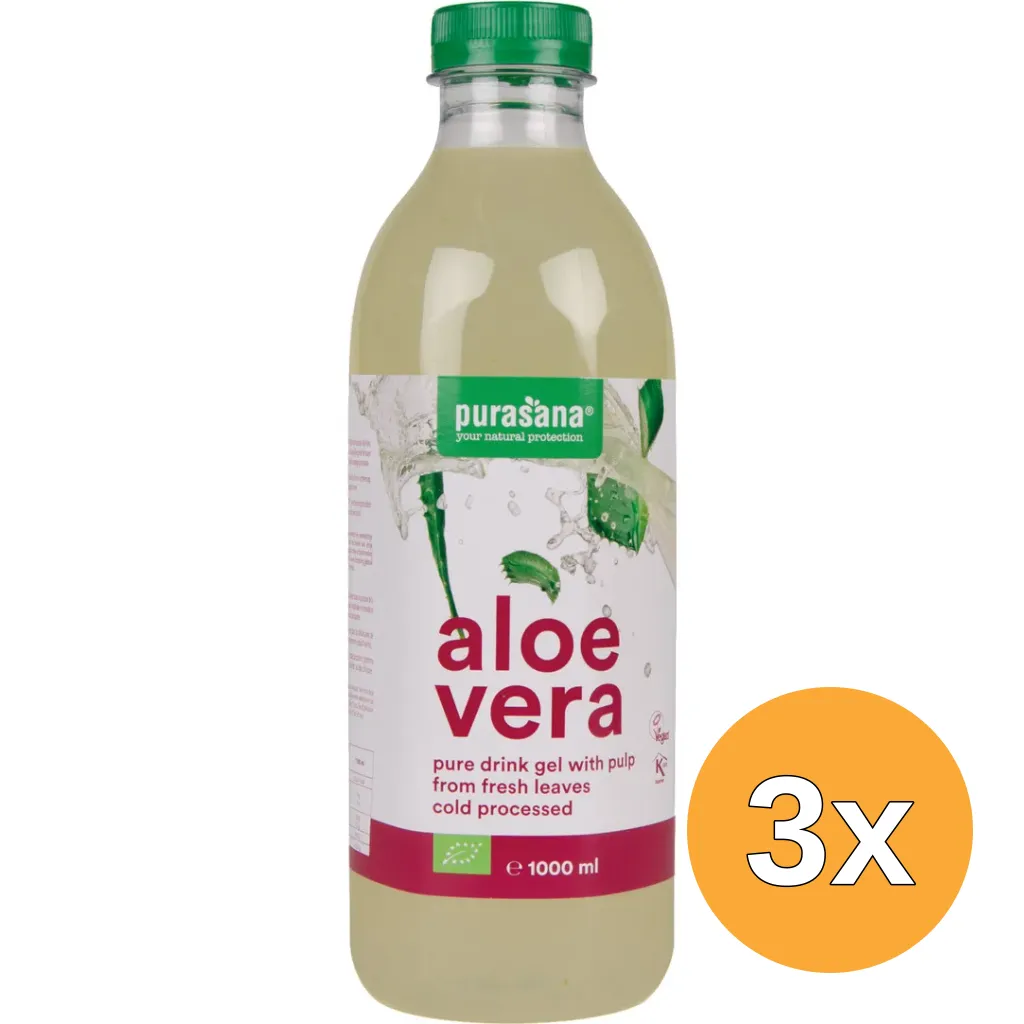 3x Purasana Aloe Vera Drinkgel Vegan Bio (1000 ml)