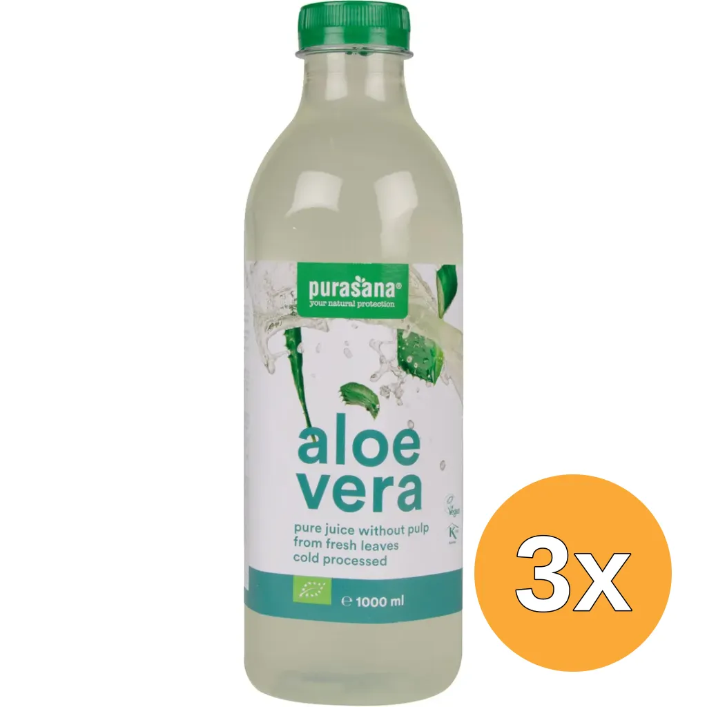 3x Purasana Aloe Vera Sap/Jus Vegan Bio (1000 ml)