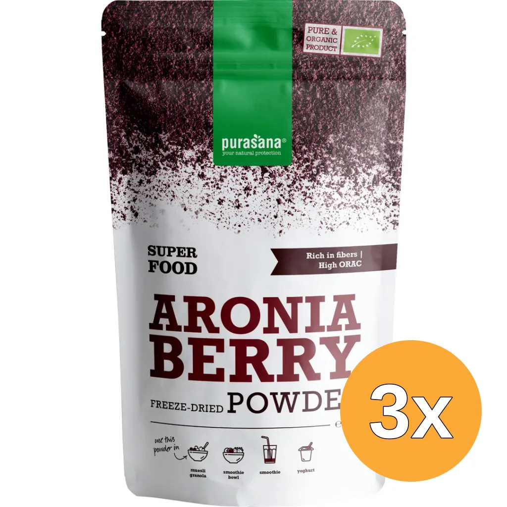 3x Purasana Aronia Poeder - Vegan Bio (200 gr)