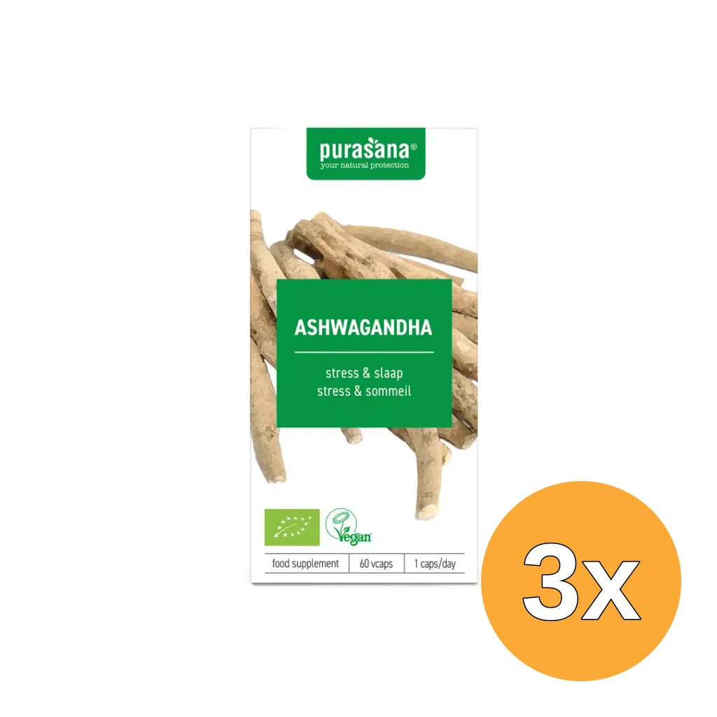 3x Purasana Ashwagandha Vegan Bio (60 vega capsules)