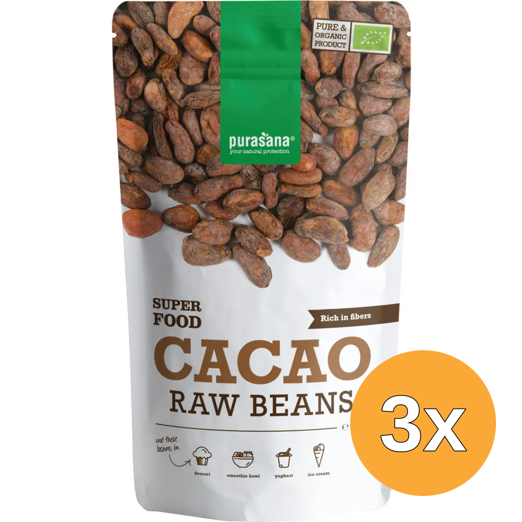 3x Purasana Cacao Bonen/Feves Vegan Bio (200 gr)