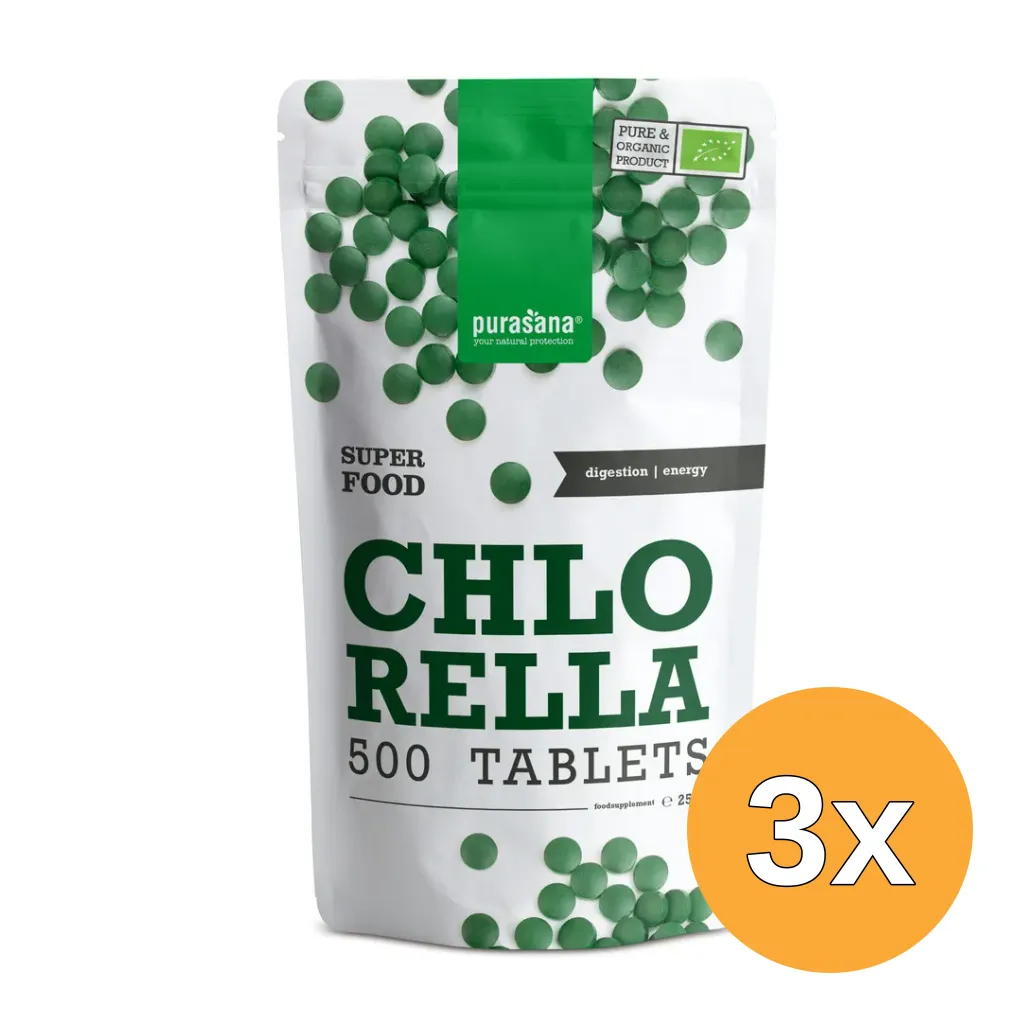 3x Purasana Chlorella 500 Mg Bio (500 tabletten)