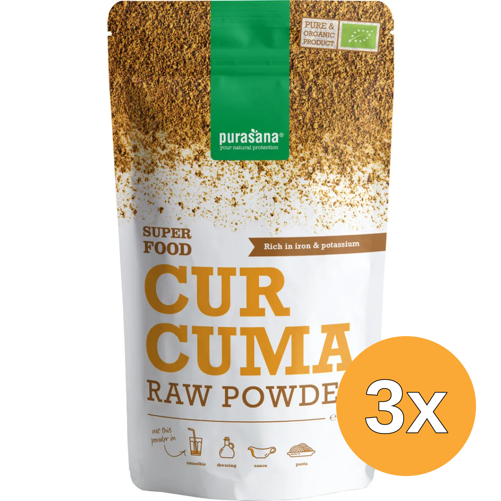 3x Purasana Curcuma Poeder - Vegan Bio (200 gr)