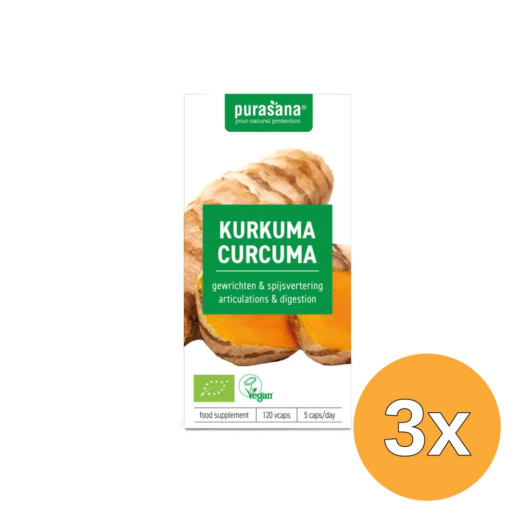 3x Purasana Curcuma Vegan Bio (120 vega capsules)