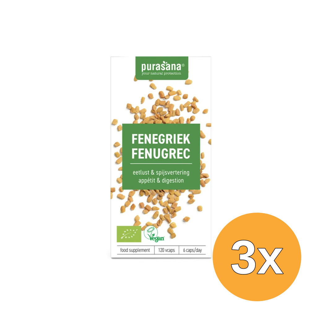 3x Purasana Fenegriek/Fenugrec Vegan Bio (120 vega capsules)