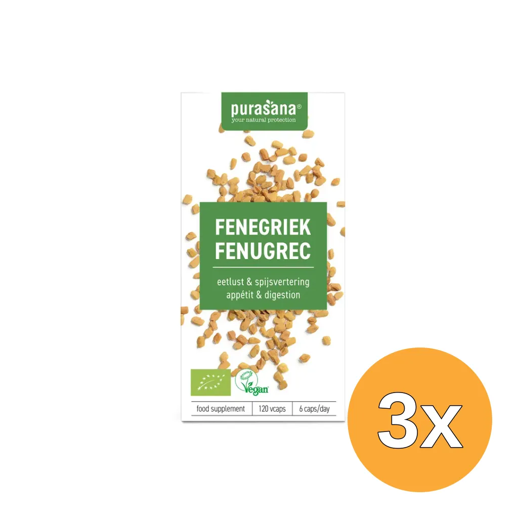 3x Purasana Fenegriek/Fenugrec Vegan Bio (120 vega capsules)