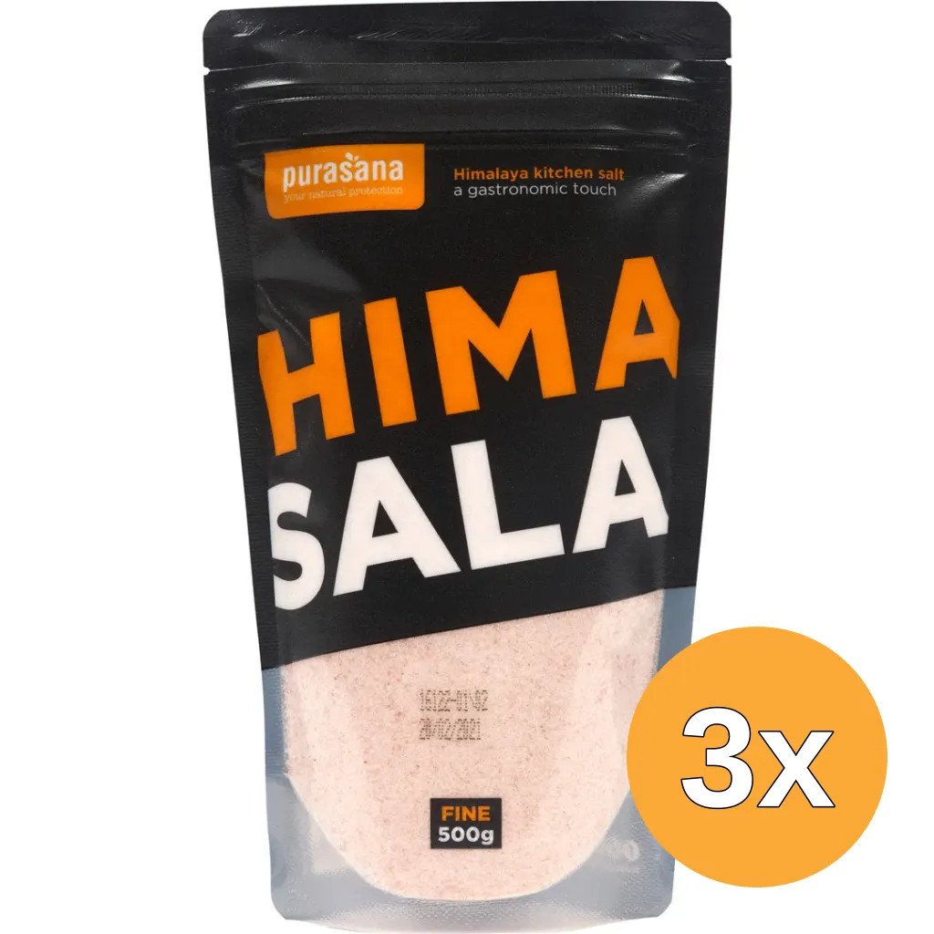 3x Purasana Himasala Keukenzout Fijn Navul/Sel Fin Recharge (500 gr)