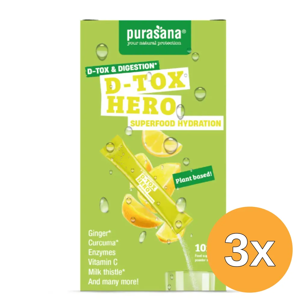 3x Purasana Hydration Superfoods D-Tox Hero (45 gr)