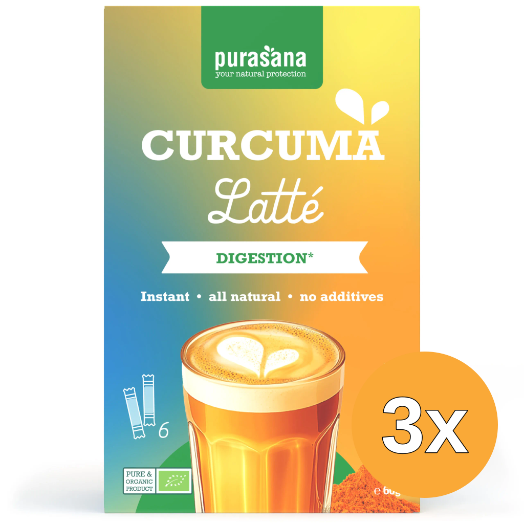 3x Purasana Instant Curcuma Latte 6x10g Bio (60 gr)