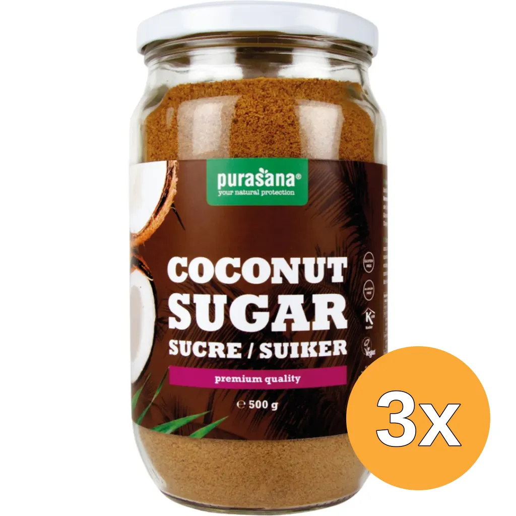 3x Purasana Kokosbloesemsuiker/Sucre De Fleur De Coco Bio (500 gr)
