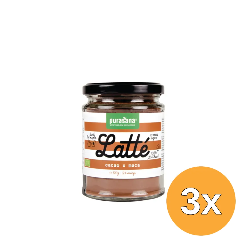 3x Purasana Latte Cacao Maca Vegan Bio (120 gr)