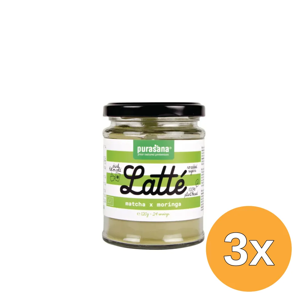 3x Purasana Latte Matcha Moringa Vegan Bio (120 gr)