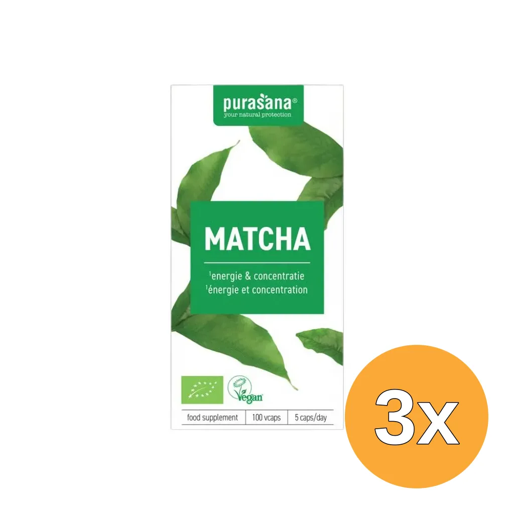 3x Purasana Matcha Vegan Bio (100 vega capsules)