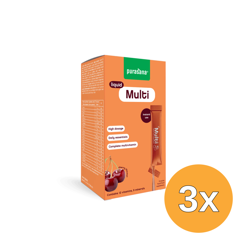 3x Purasana Multivit Liquid Gelstick 10ml (15 stuks)