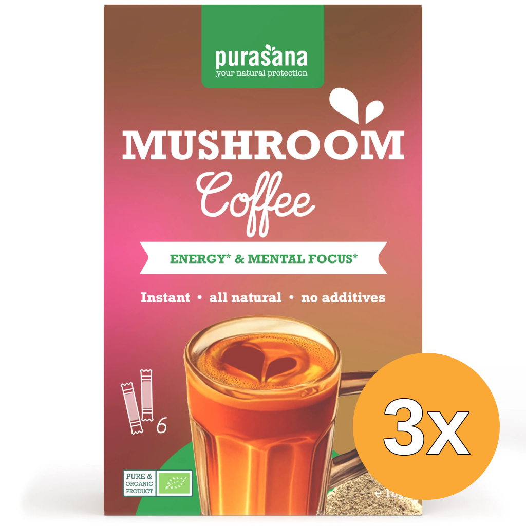 3x Purasana Mushroom Coffee Bio (6 x 3 gr)