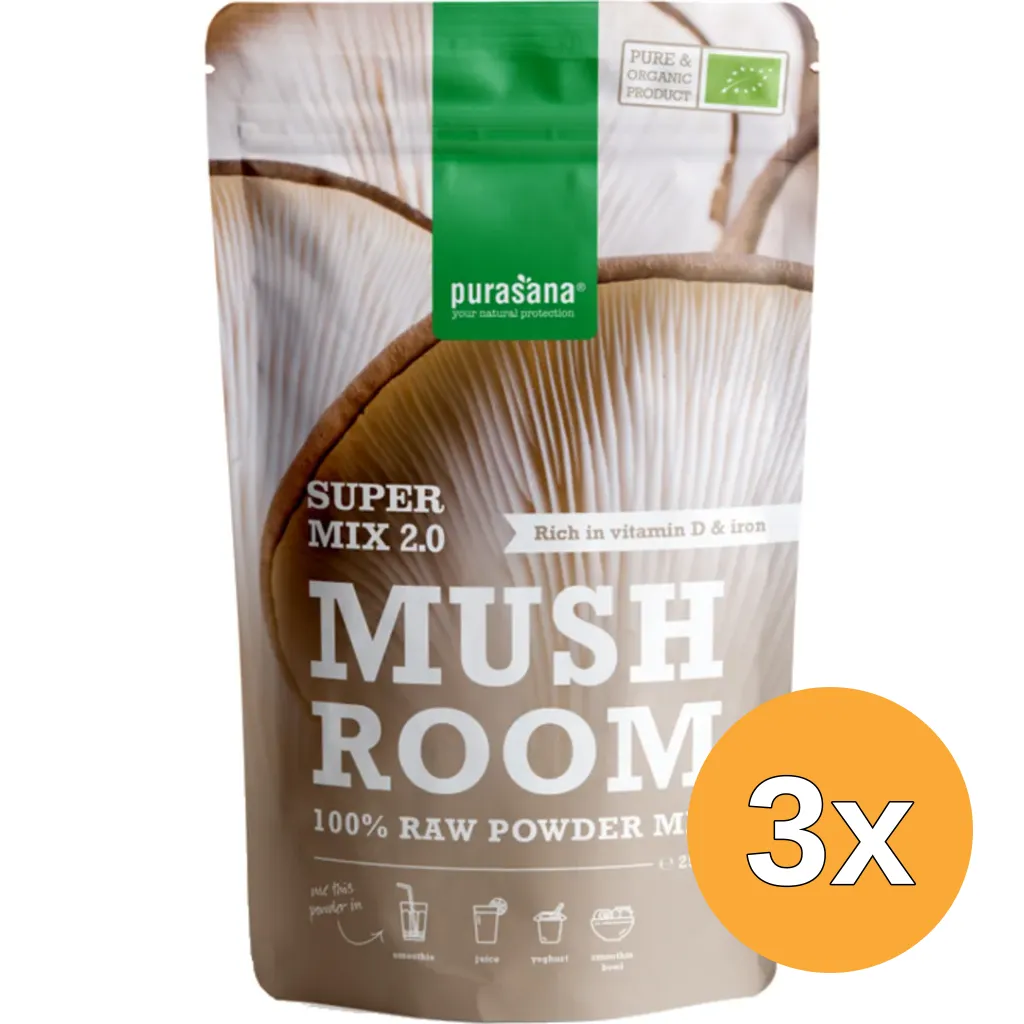 3x Purasana Mushroom Mix 2.0 Vegan Bio (250 gr)