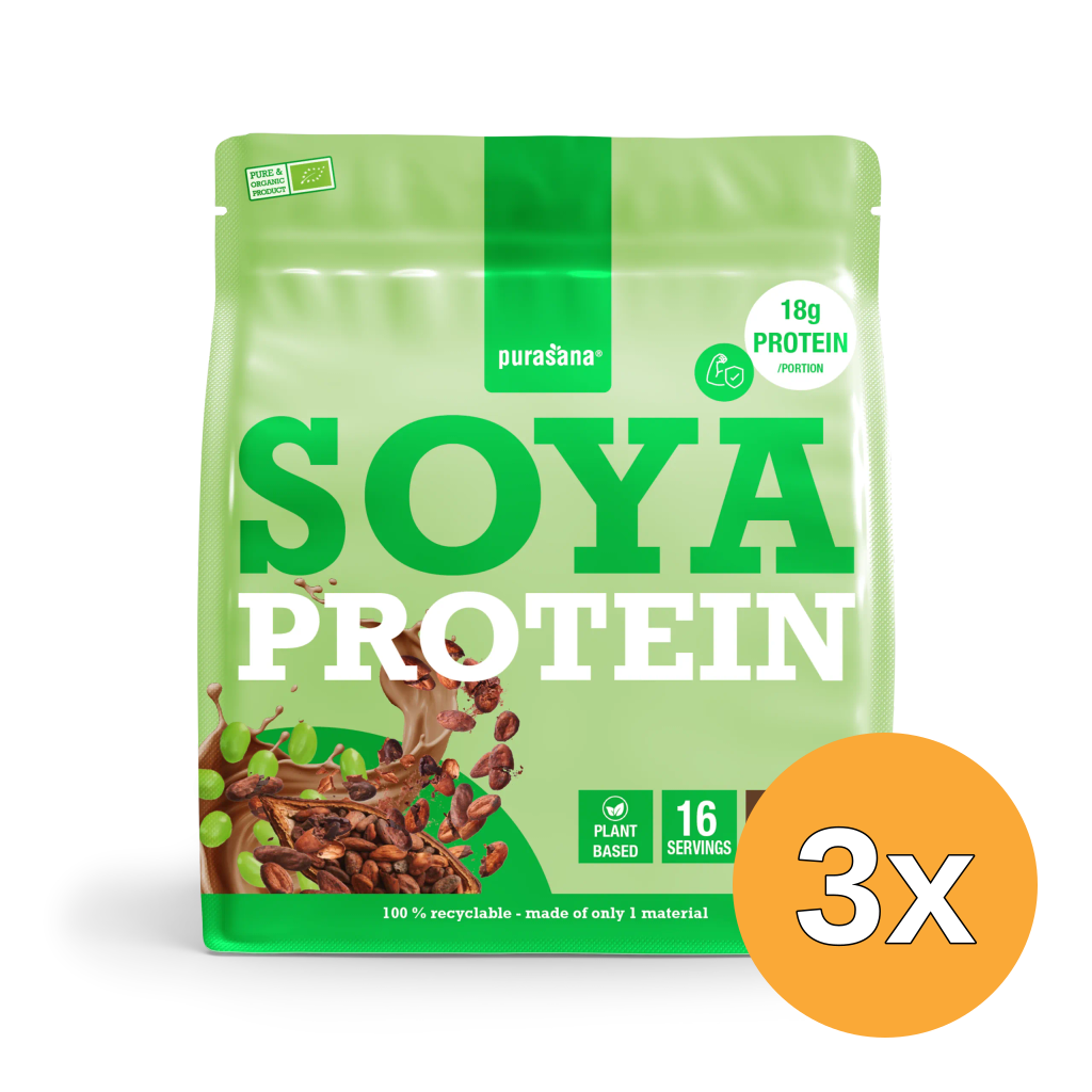 3x Purasana Plant Protein Soja Cacao Bio (400 gr)