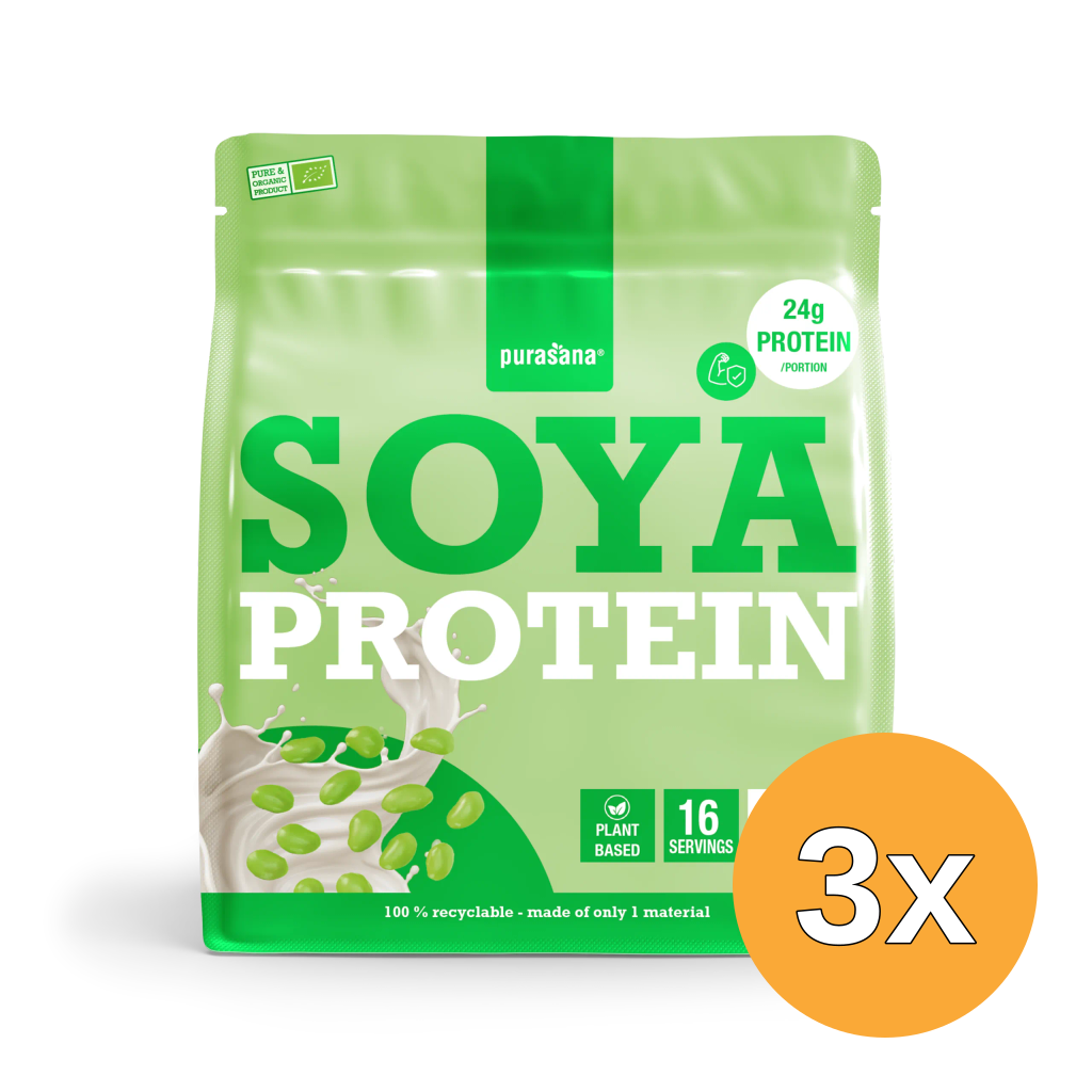 3x Purasana Plant Protein Soja Natuurlijk Bio (400 gr)