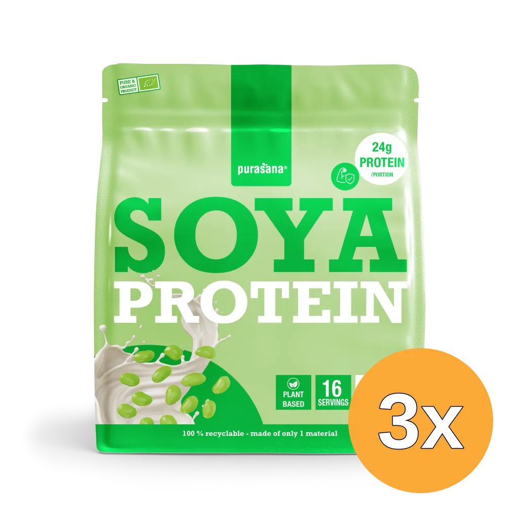 3x Purasana Plant Protein Soja Natuurlijk Bio (400 gr)
