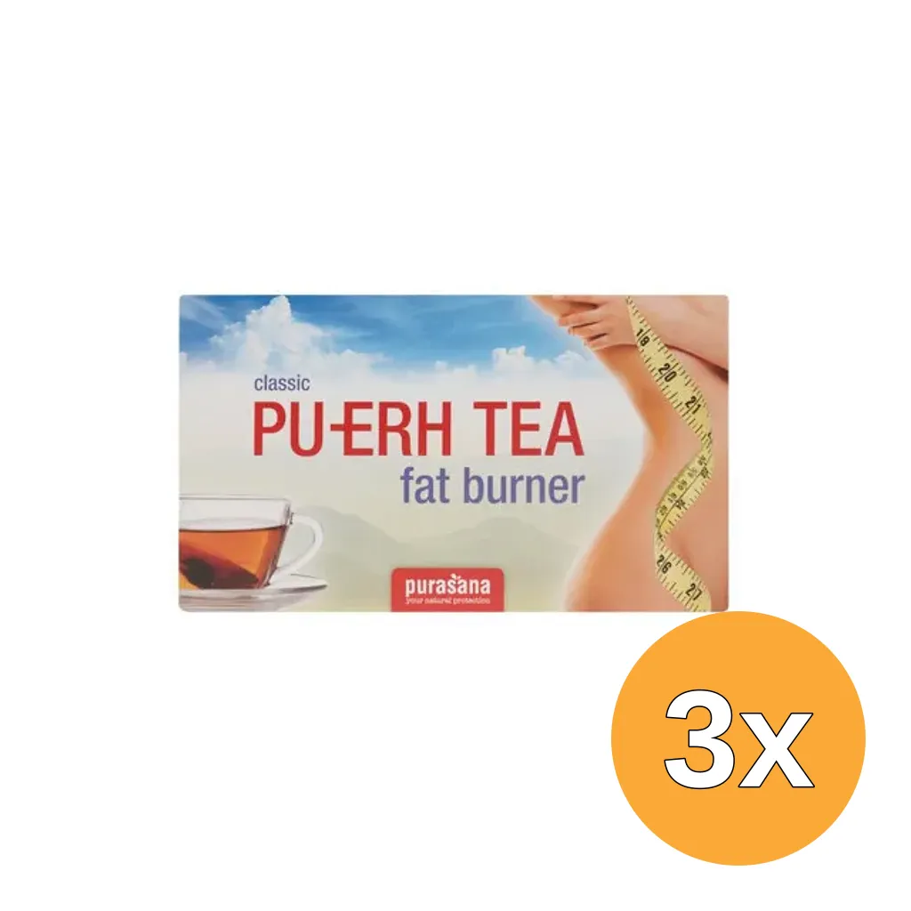 3x Purasana Pu-Erh Thee Builtjes Vegan (20 Stuks)