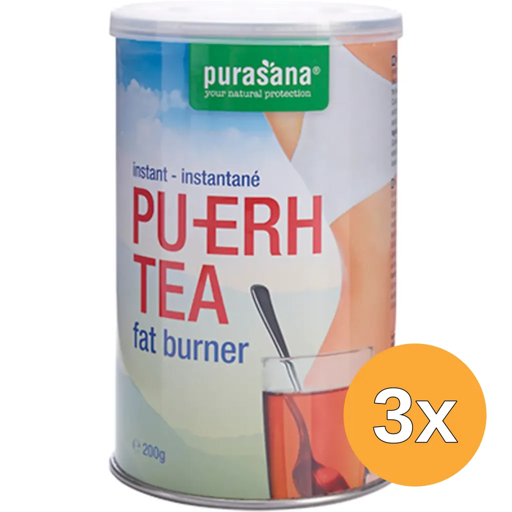 3x Purasana Pu-Erh Thee Instant/Instantane Vegan (200 gr)
